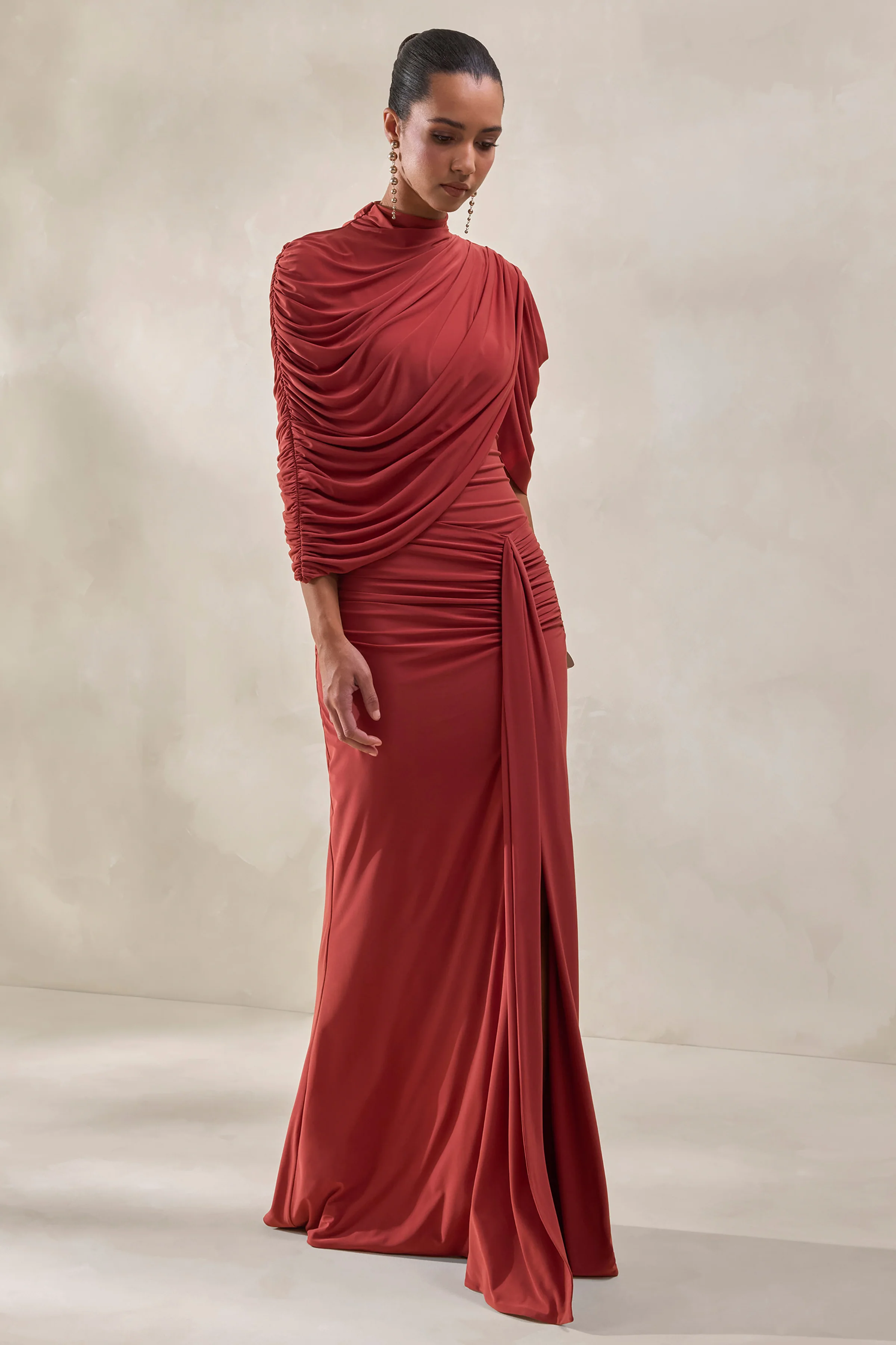 Mireya | Overslag Maxi Rok Met Split In Roest - Image 6