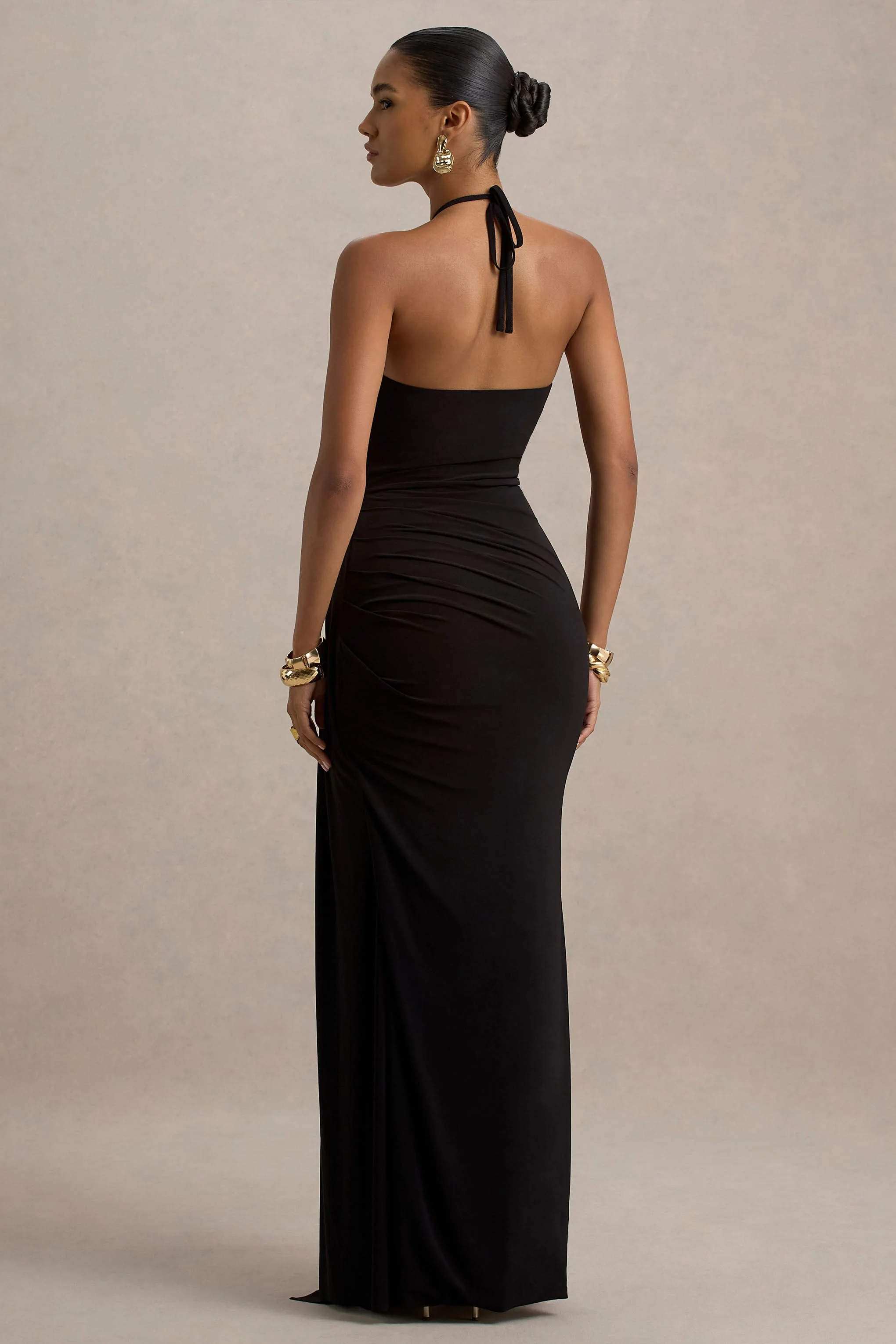 Mohito | Zwarte Halter Nek Split Maxi Jurk Met Uitsnijding - Image 3