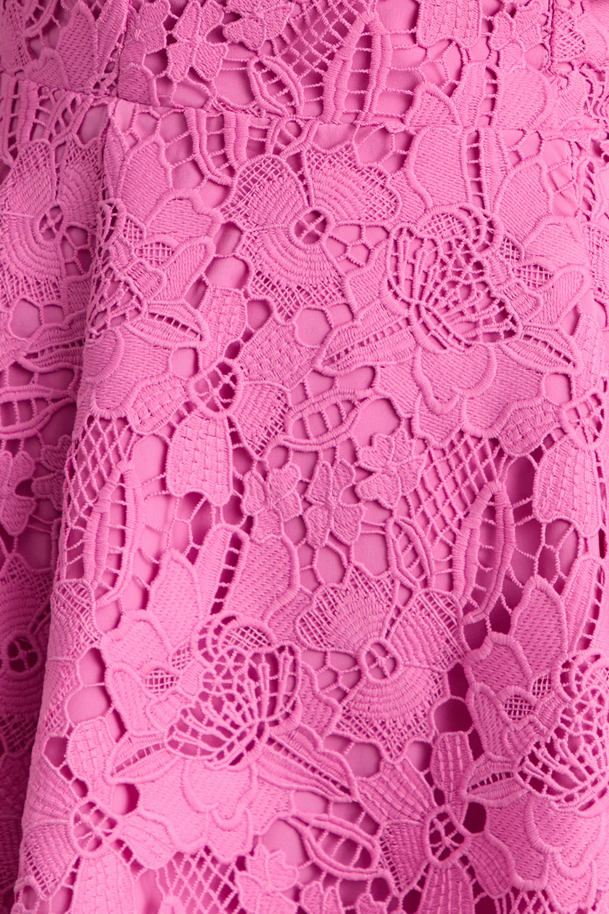 Morina | Roze Kanten Mini Jurk Met Ronde Hals - Image 6