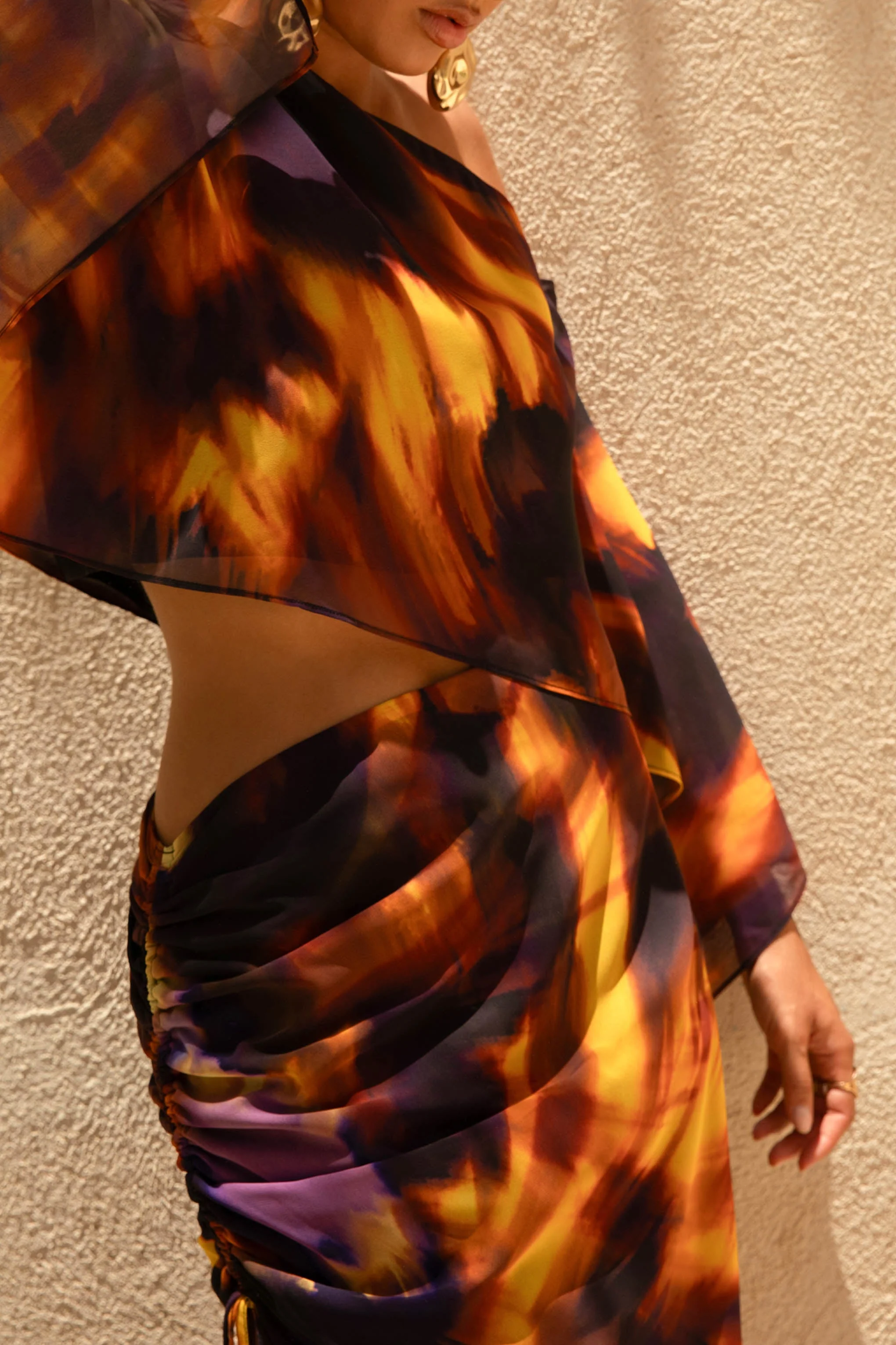 Nadine | Rookprint Asymmetrische Maxi Rok Met Split - Image 4