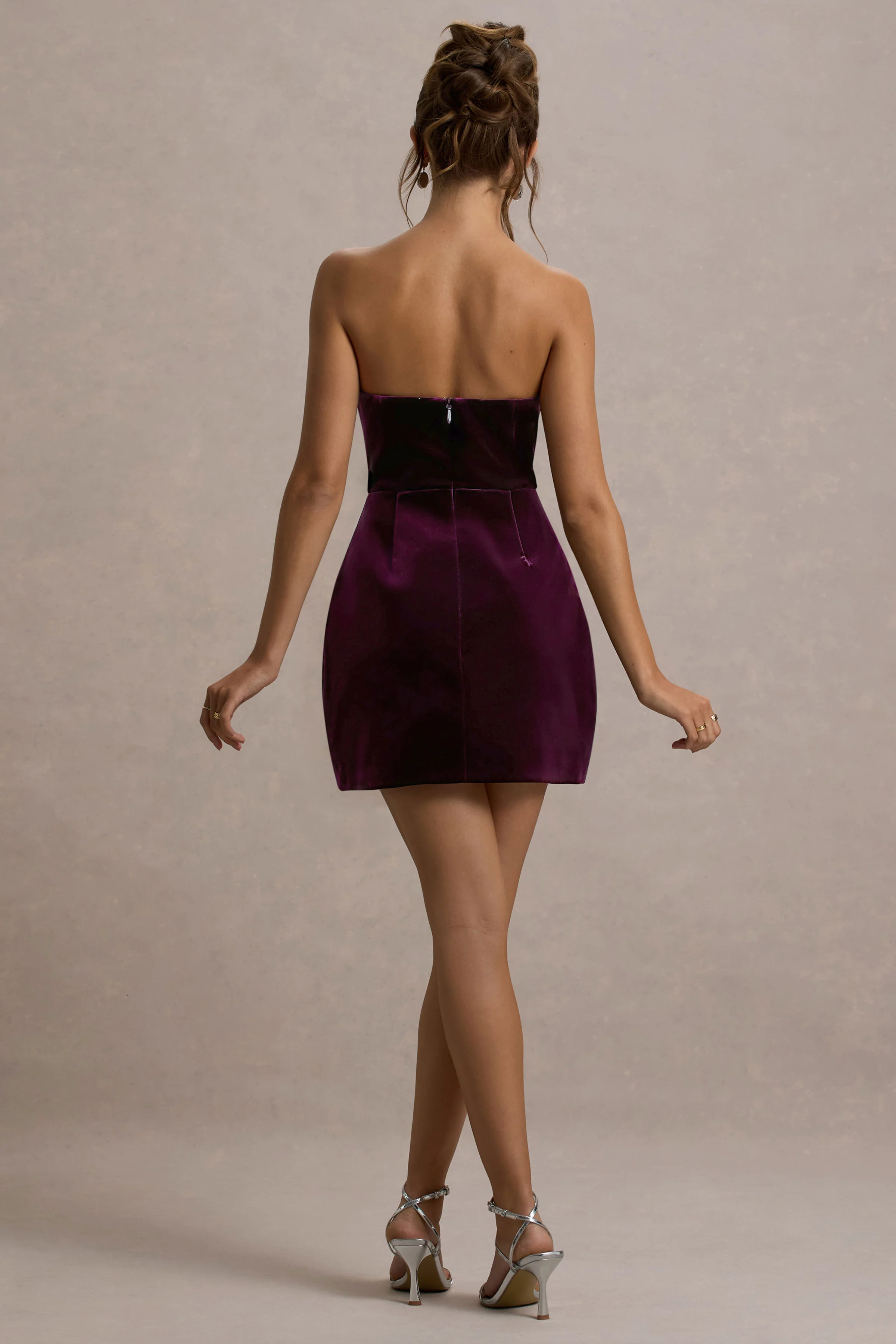 Naia | Port Velours Versierde Bandeau Mini Jurk - Image 2