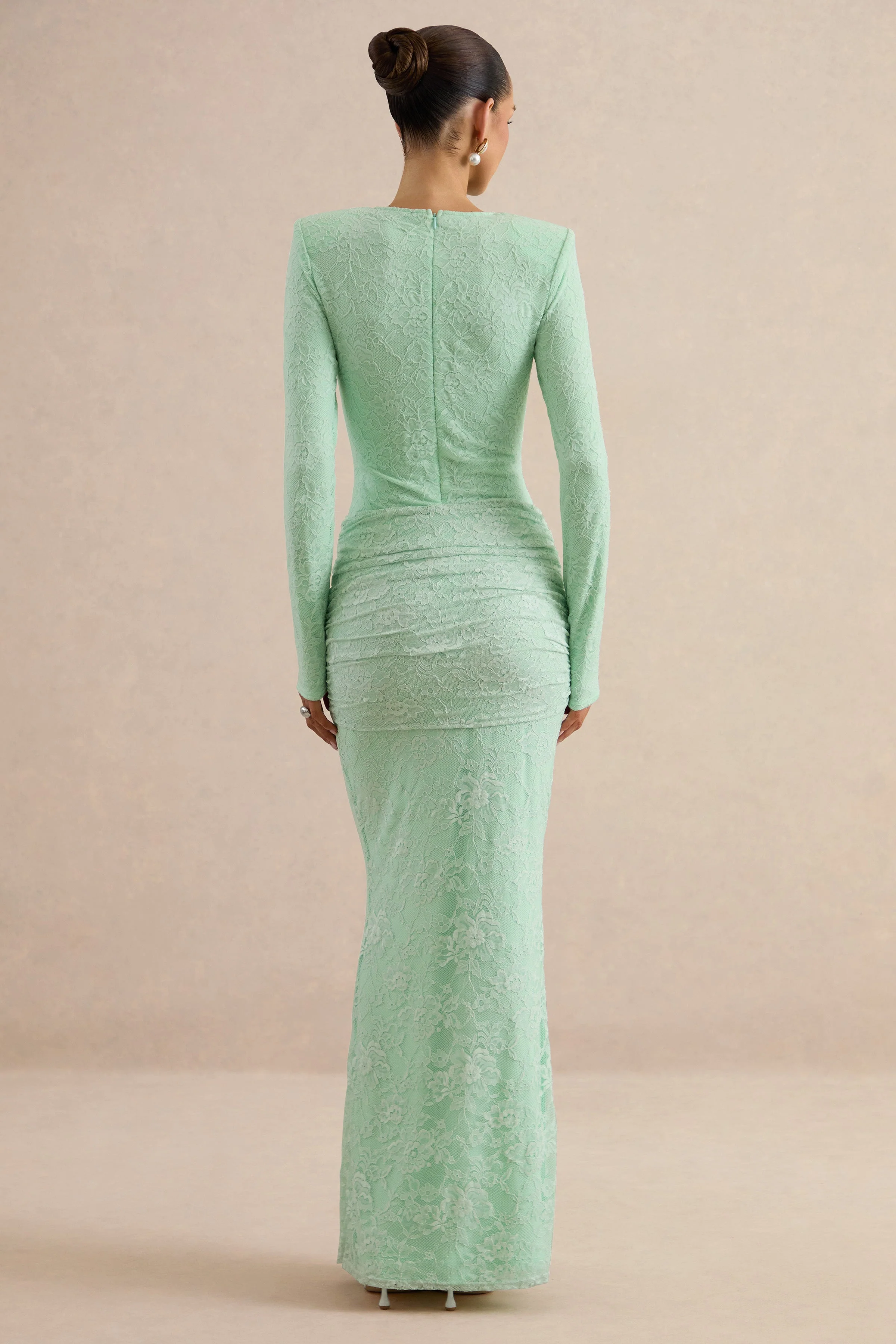 Neriva | Mint Kanten Maxi Rok Met Gerimpelde Details En Ceintuur - Image 4