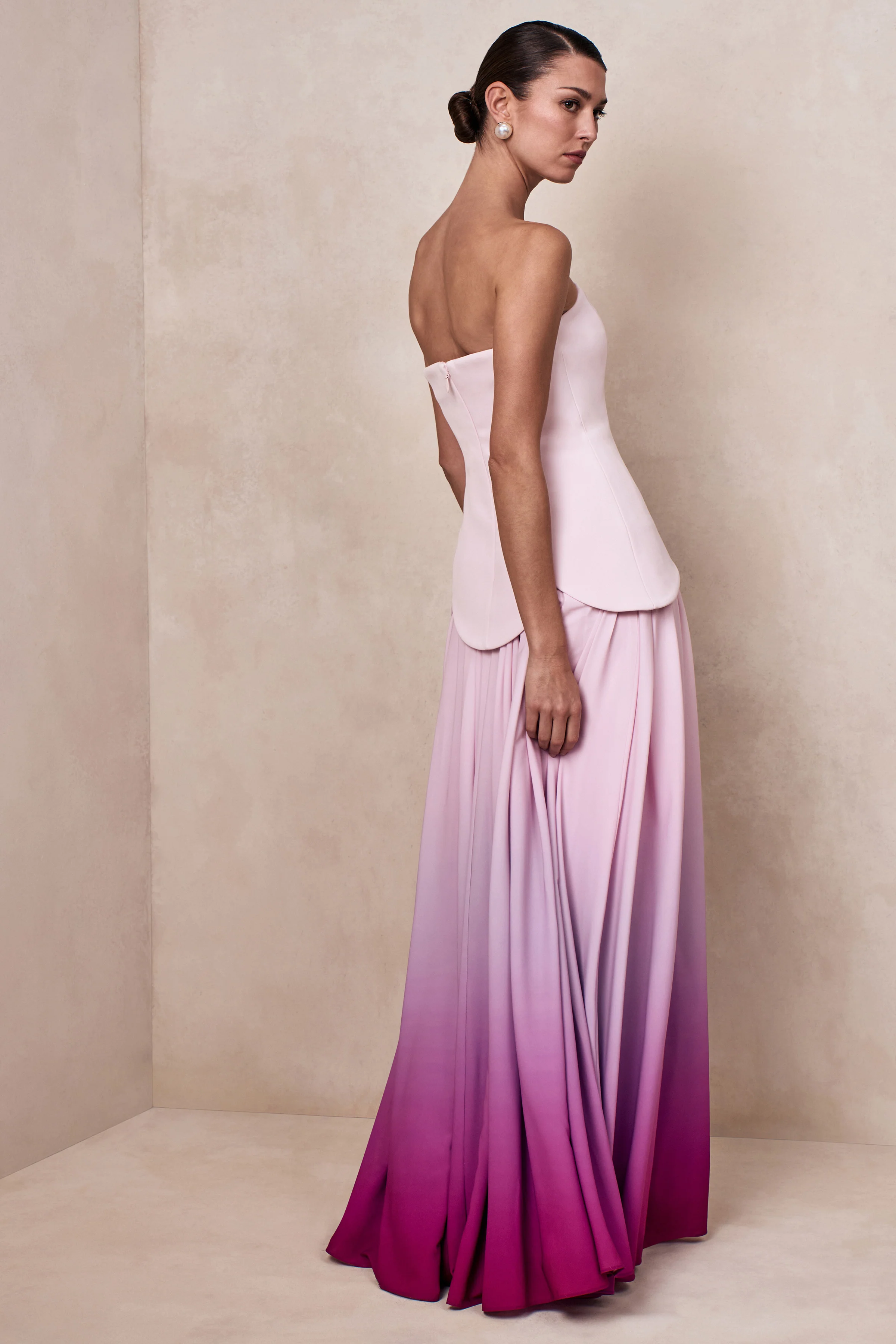 Nia | Roze Ombre Bandeau Maxi Jurk - Image 2