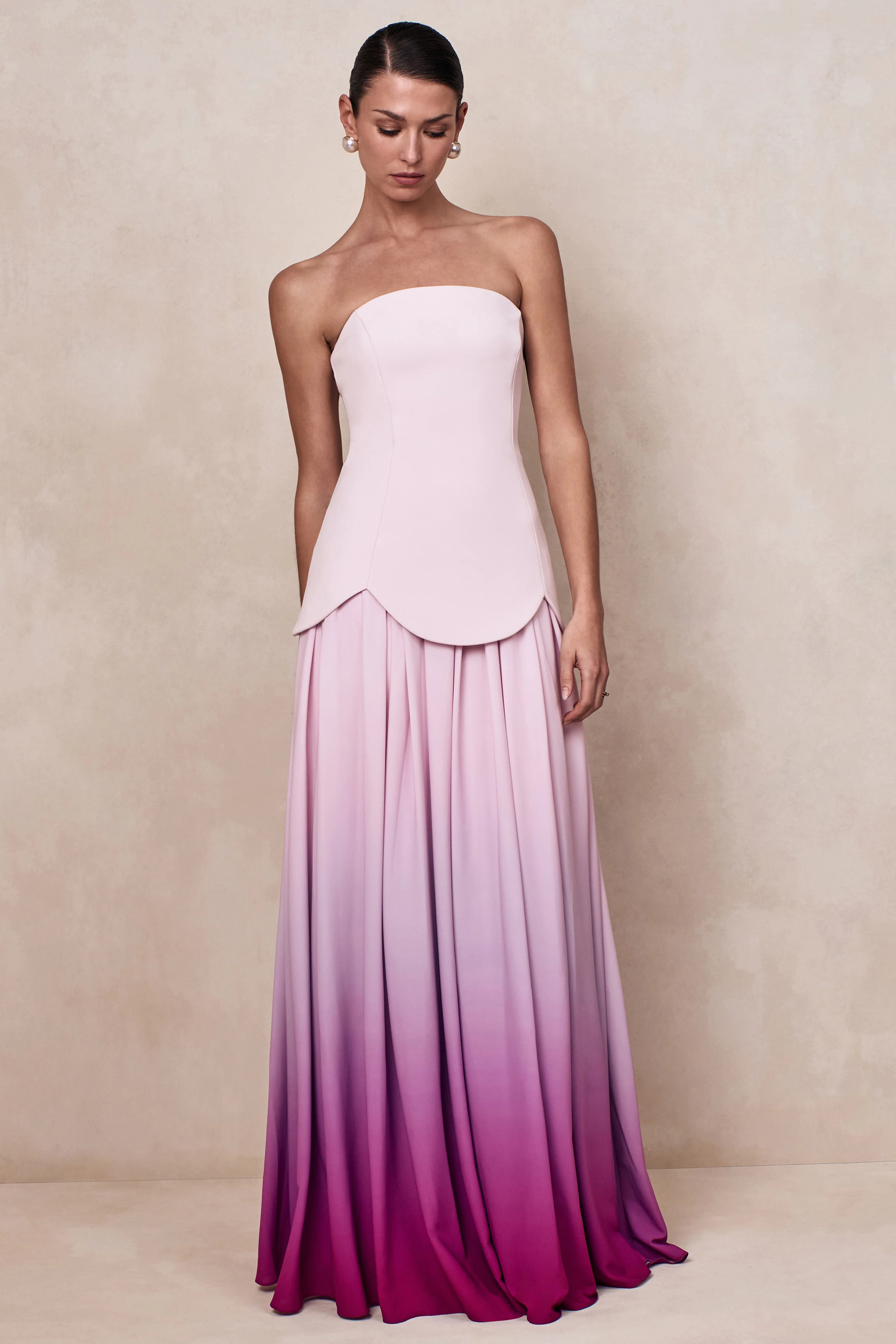 Nia | Roze Ombre Bandeau Maxi Jurk - Image 5