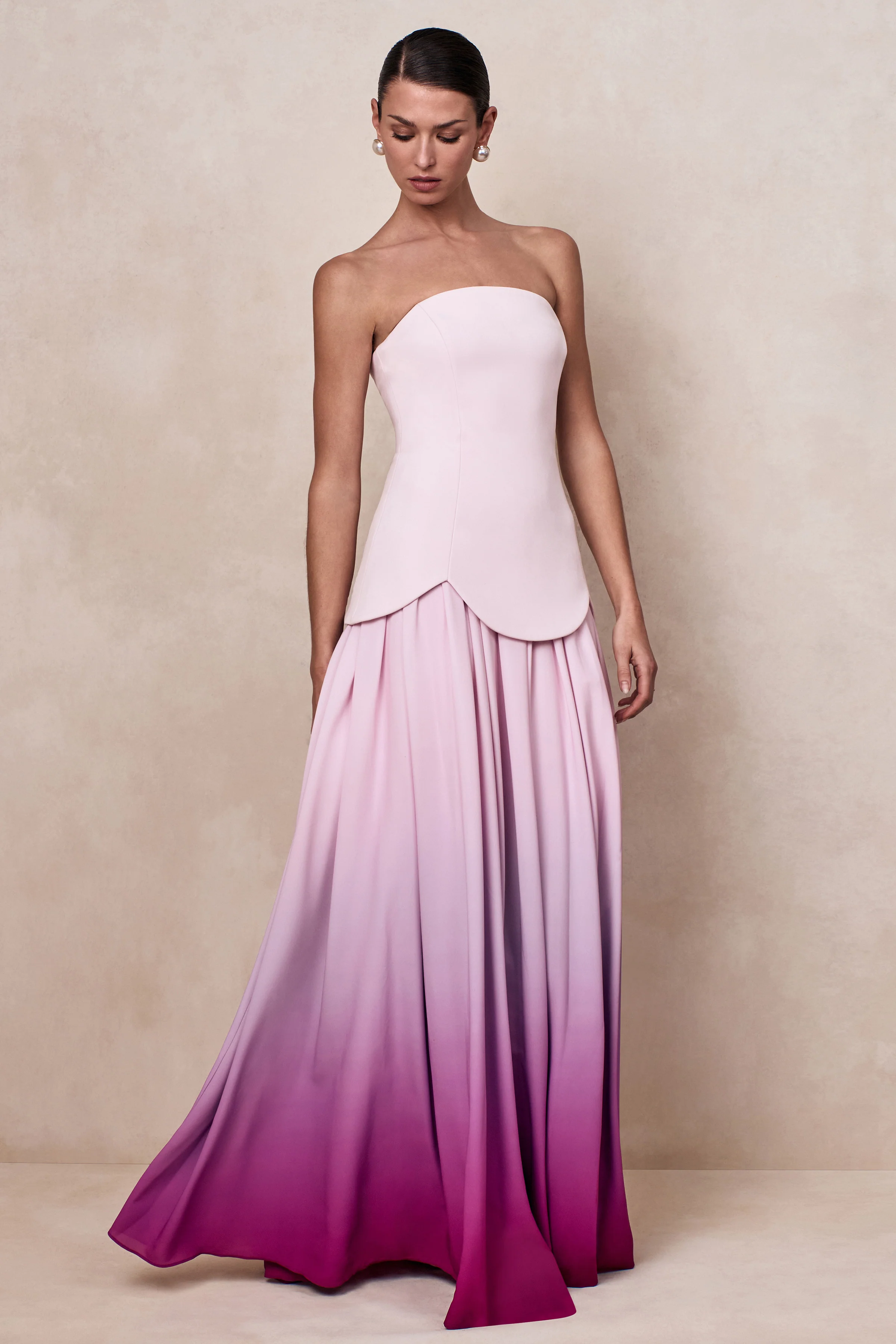 Nia | Roze Ombre Bandeau Maxi Jurk - Image 6