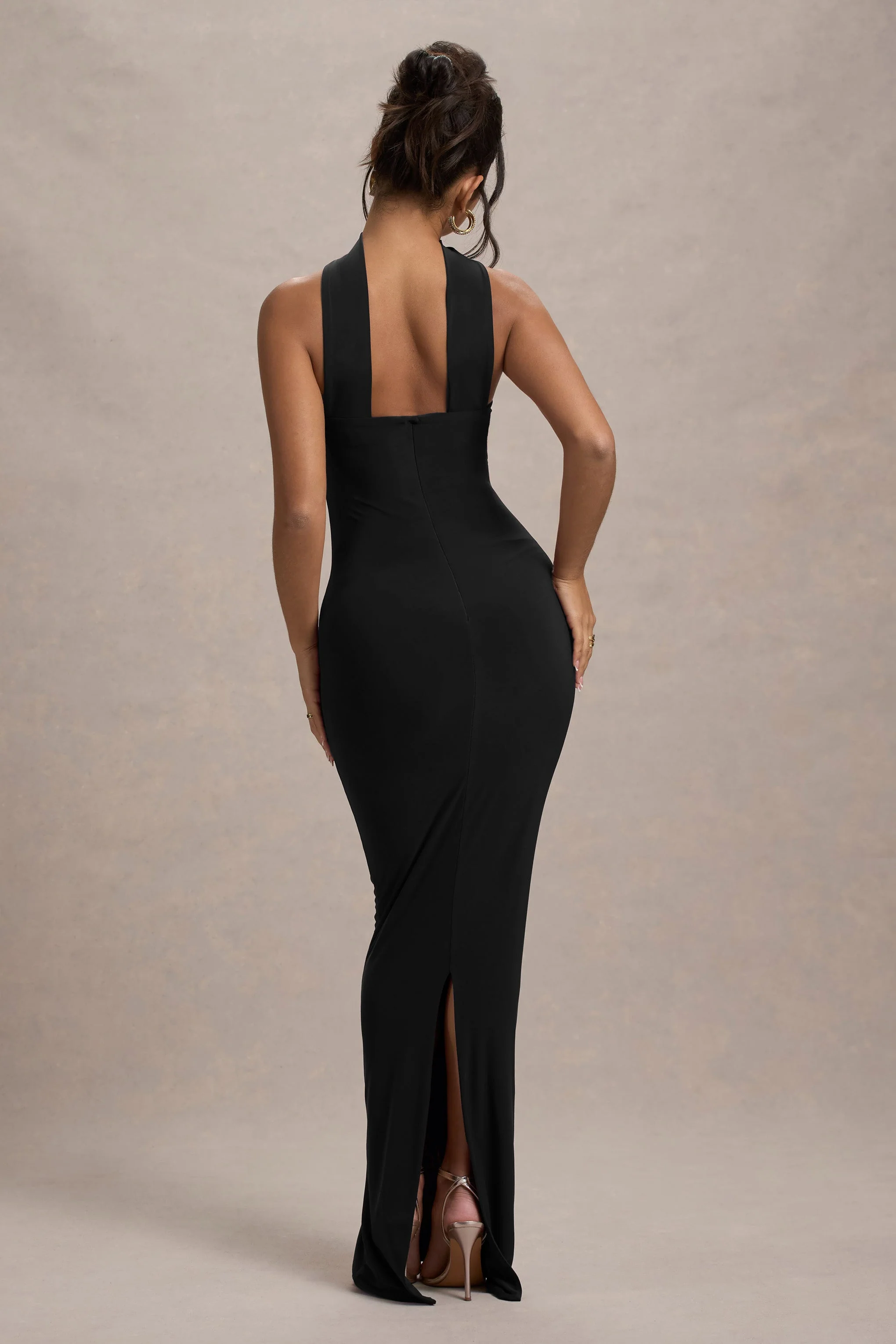 Nobu | Zwarte Bandeau Maxi Jurk Met Halter kraag - Image 2