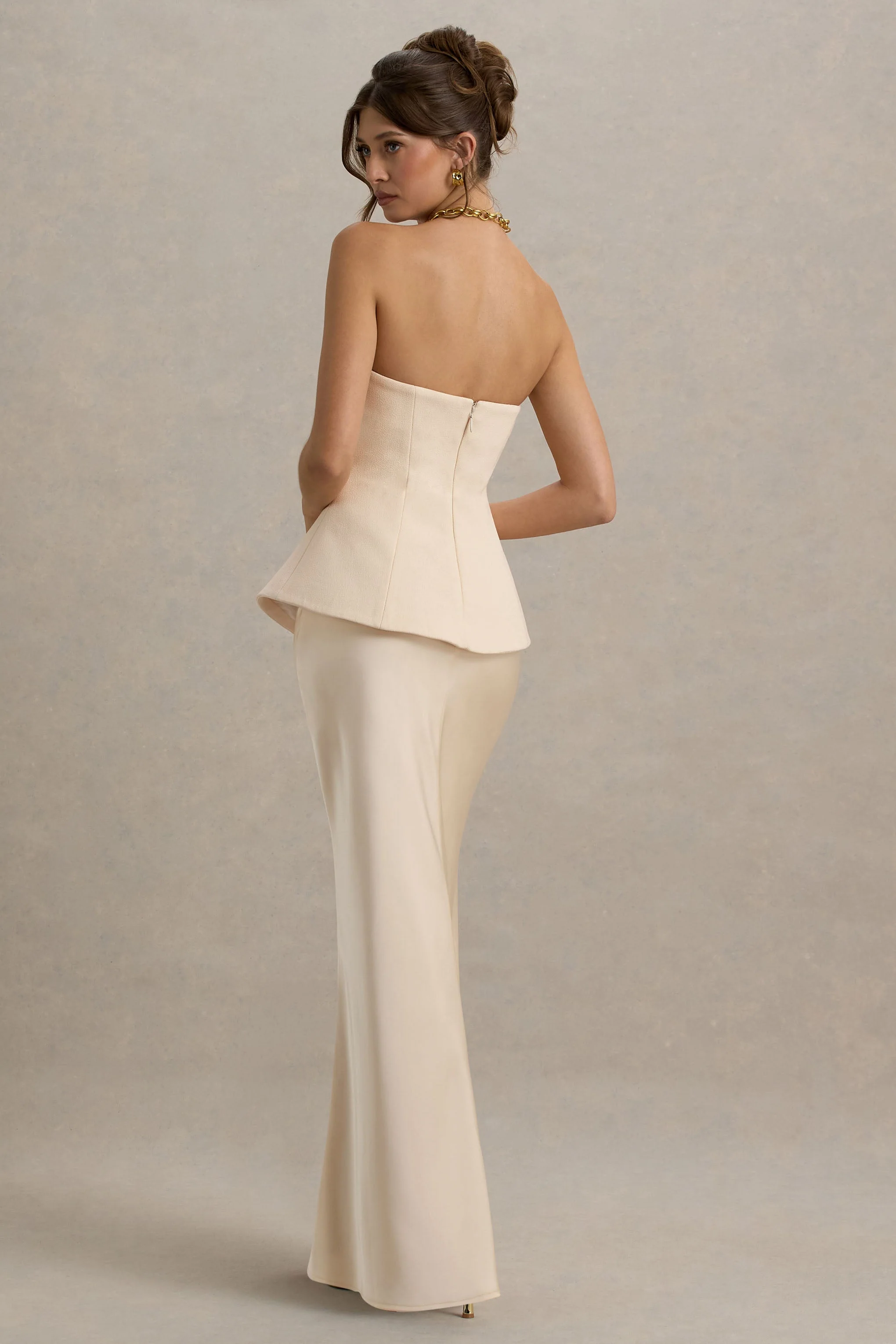 Ohio | Champagne Strapless Corset Maxi Jurk - Image 2