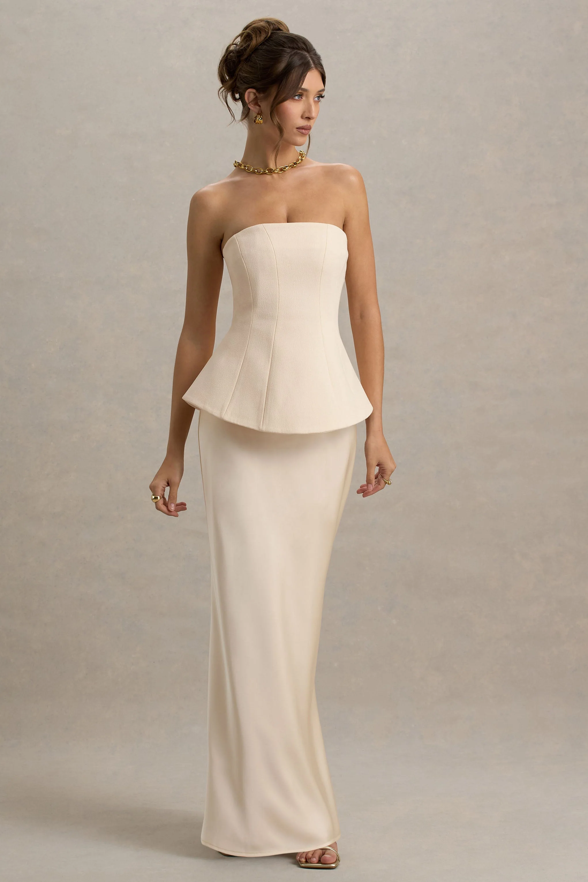 Ohio | Champagne Strapless Corset Maxi Jurk - Image 4