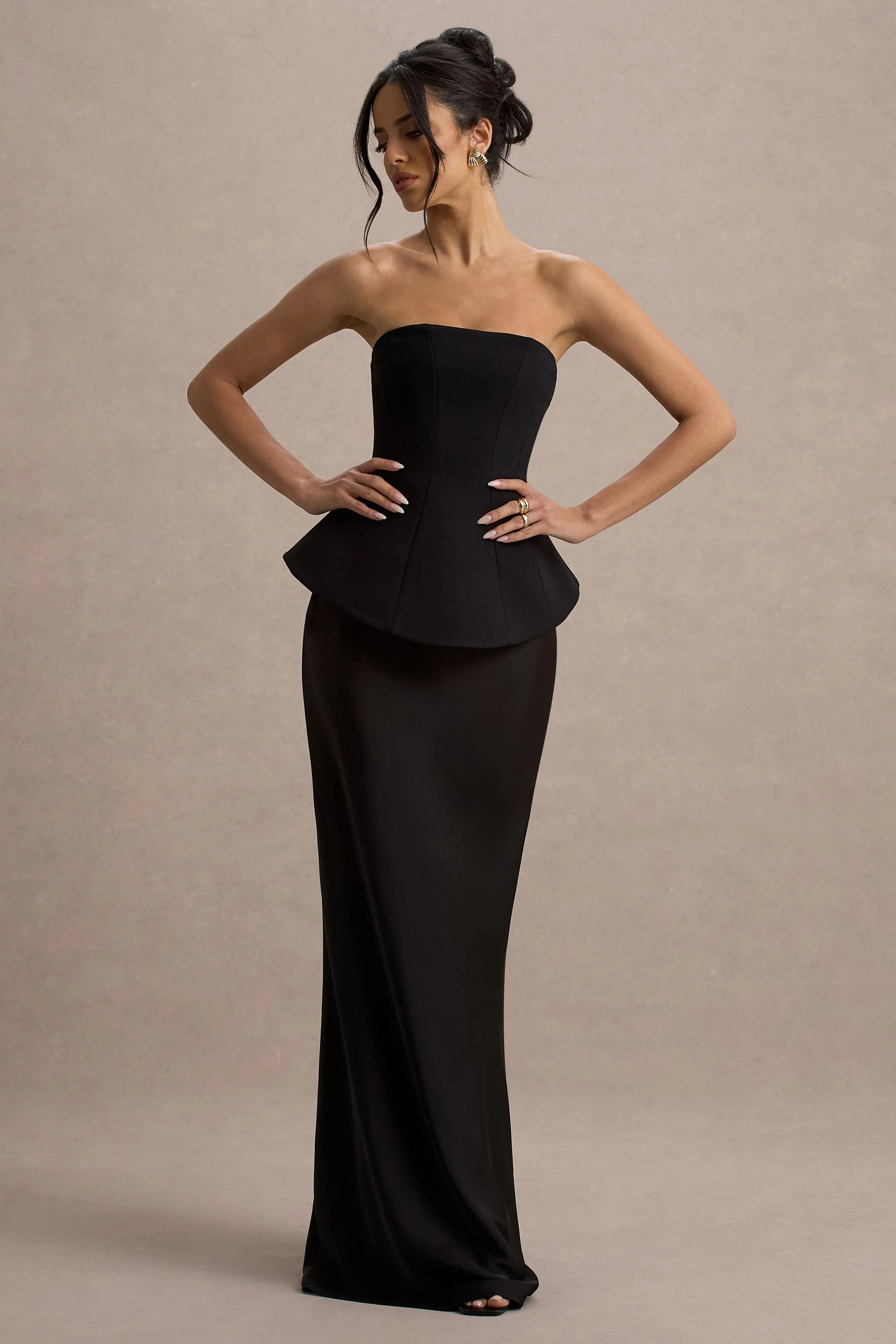 Ohio | Zwarte Strapless Korset Maxi Jurk - Image 5