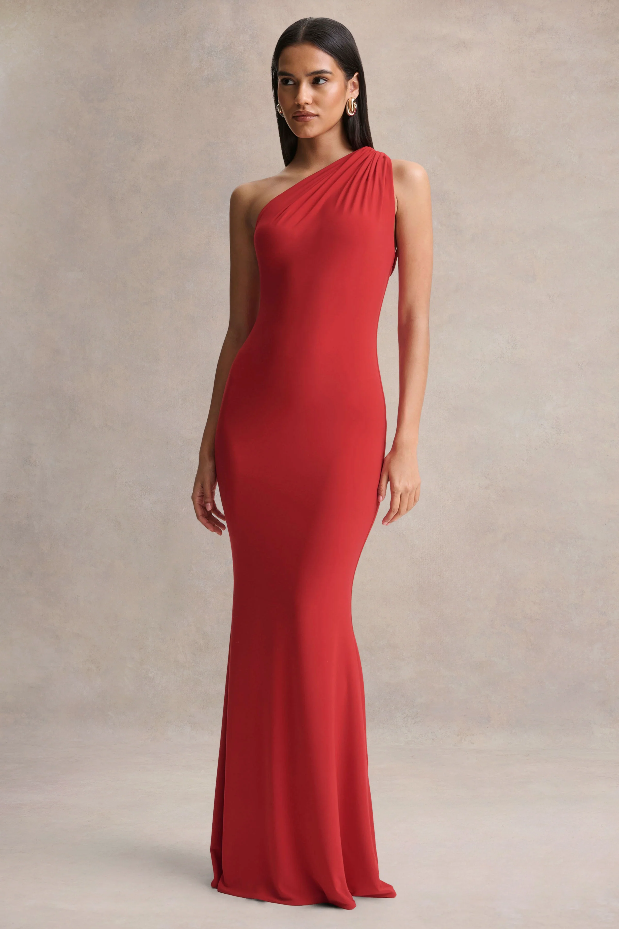 Ottilie | Rode Maxi Jurk Met Asymmetrische Hals - Image 5