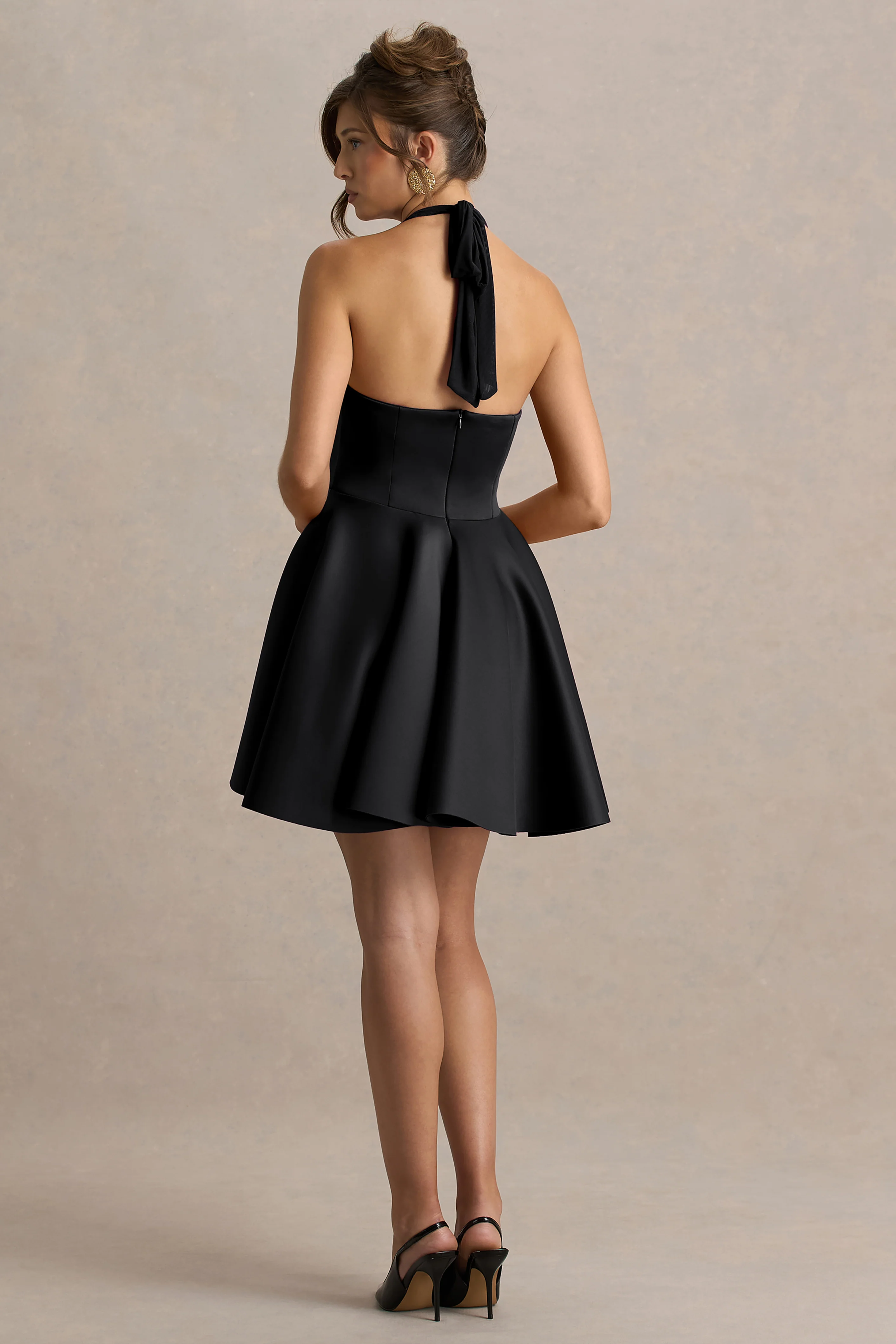 Peggy | Zwarte Halter Hals Skater Mini Jurk - Image 2