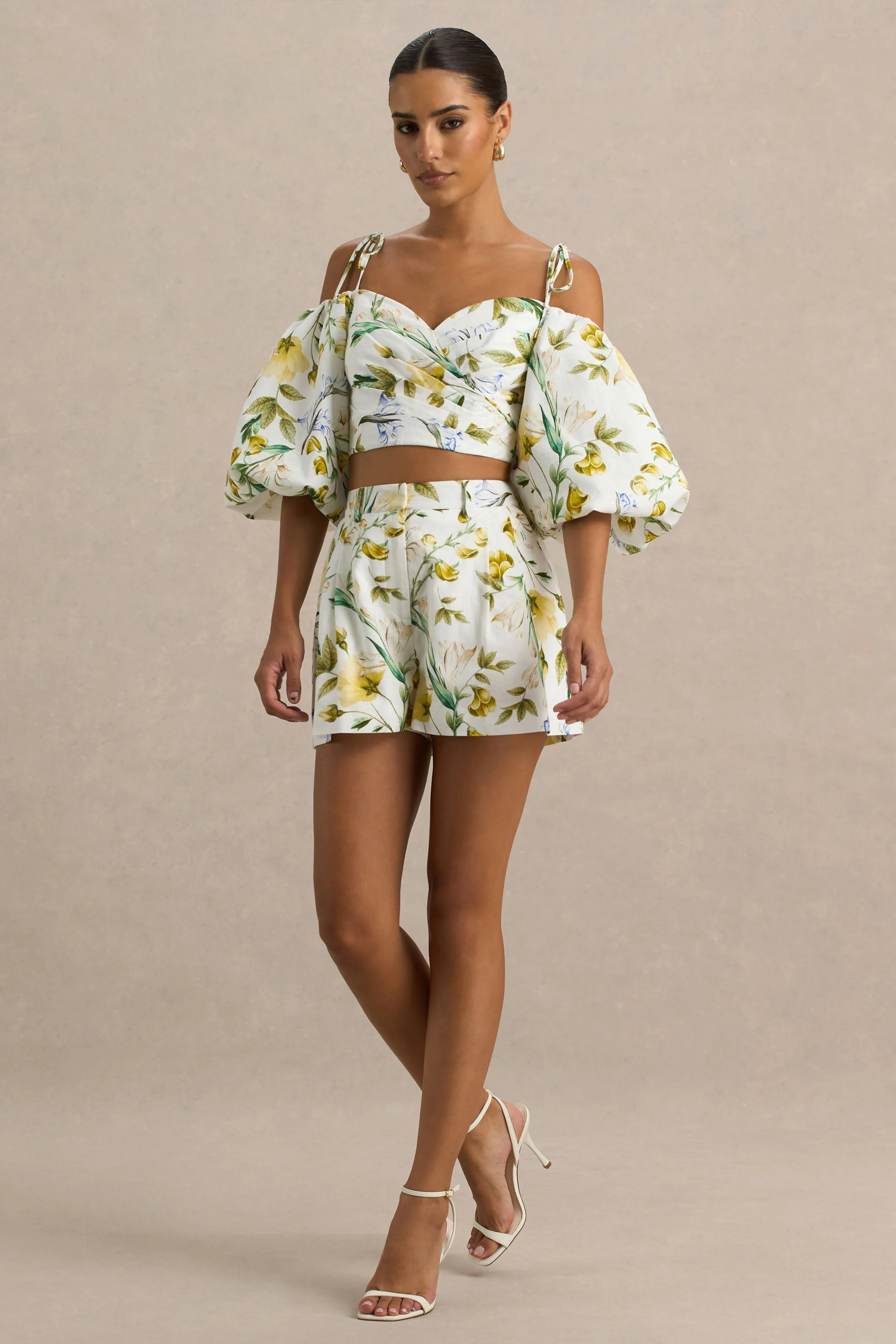 Pixel | Witte Citroenen Korte Broek Met Botanische Print - Image 4