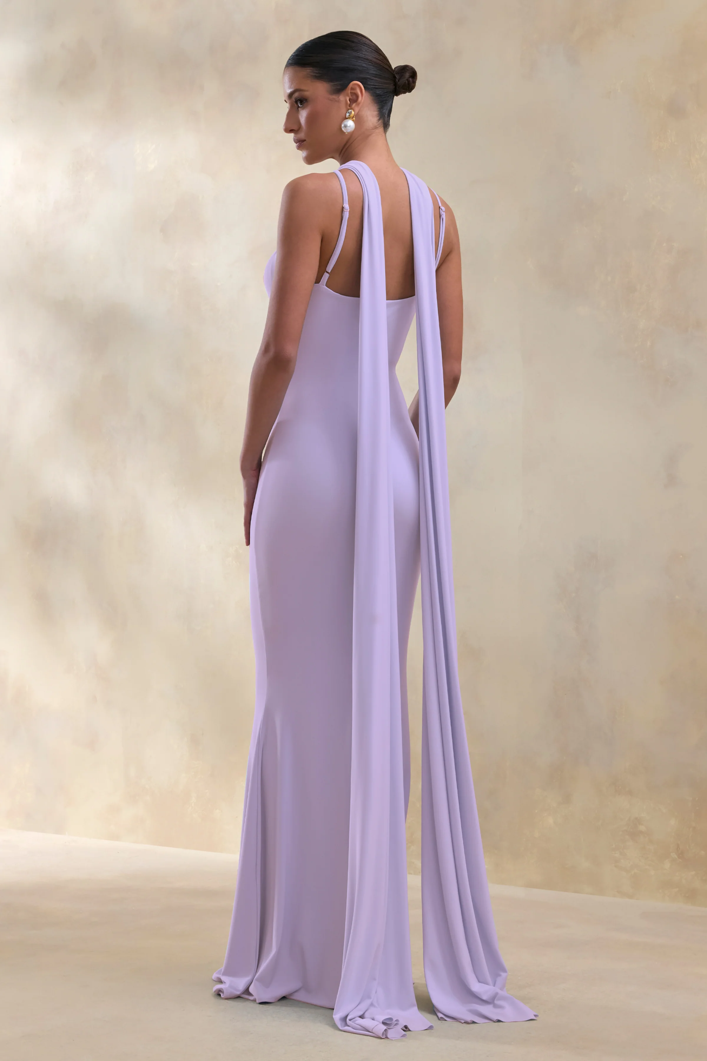 Rhoda | Lilac Gedraaide Halternek Cape Maxi Jurk - Image 2