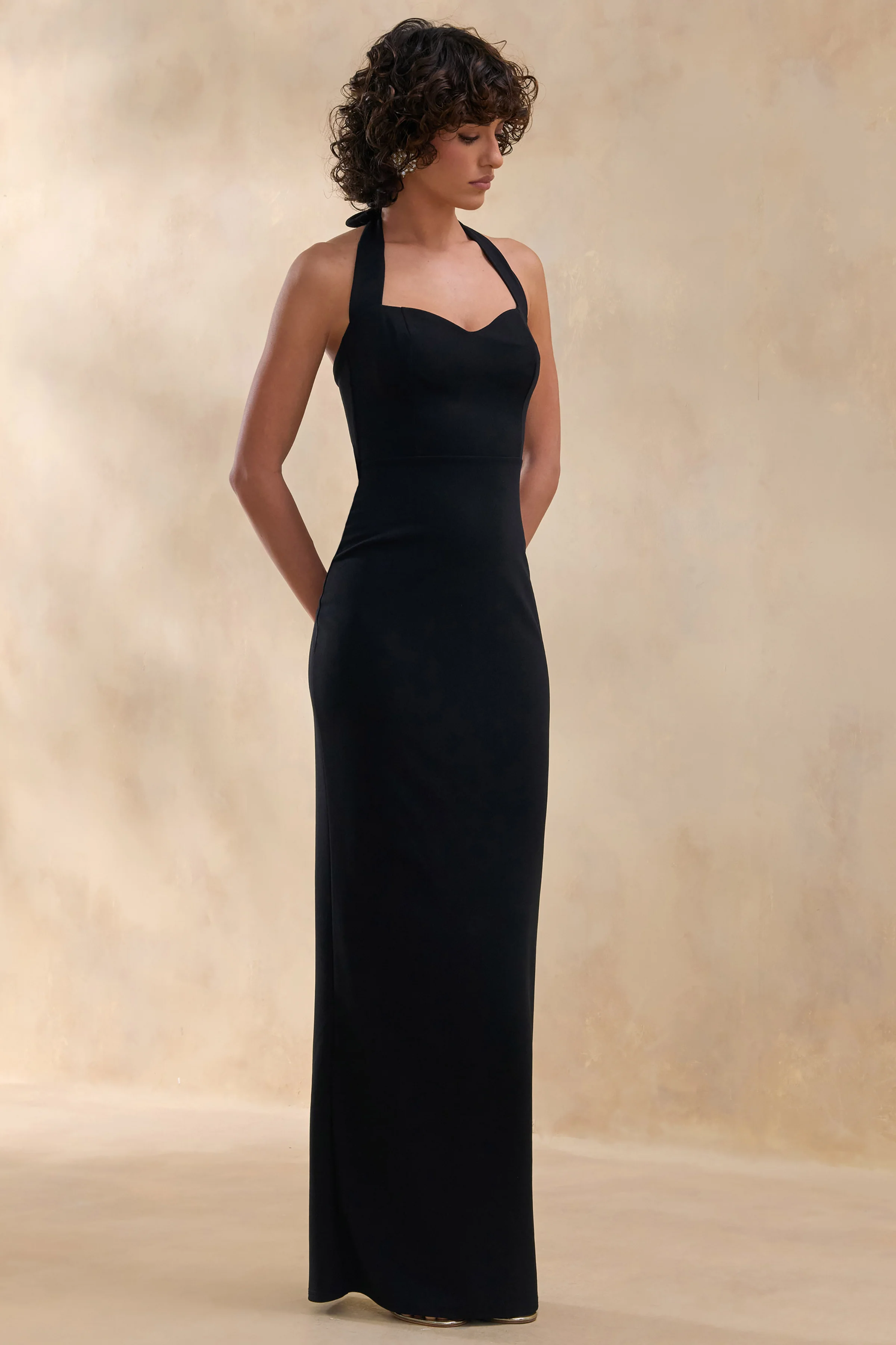 Robyn | Zwarte Sweatheart Halslijn Maxi Jurk - Image 4