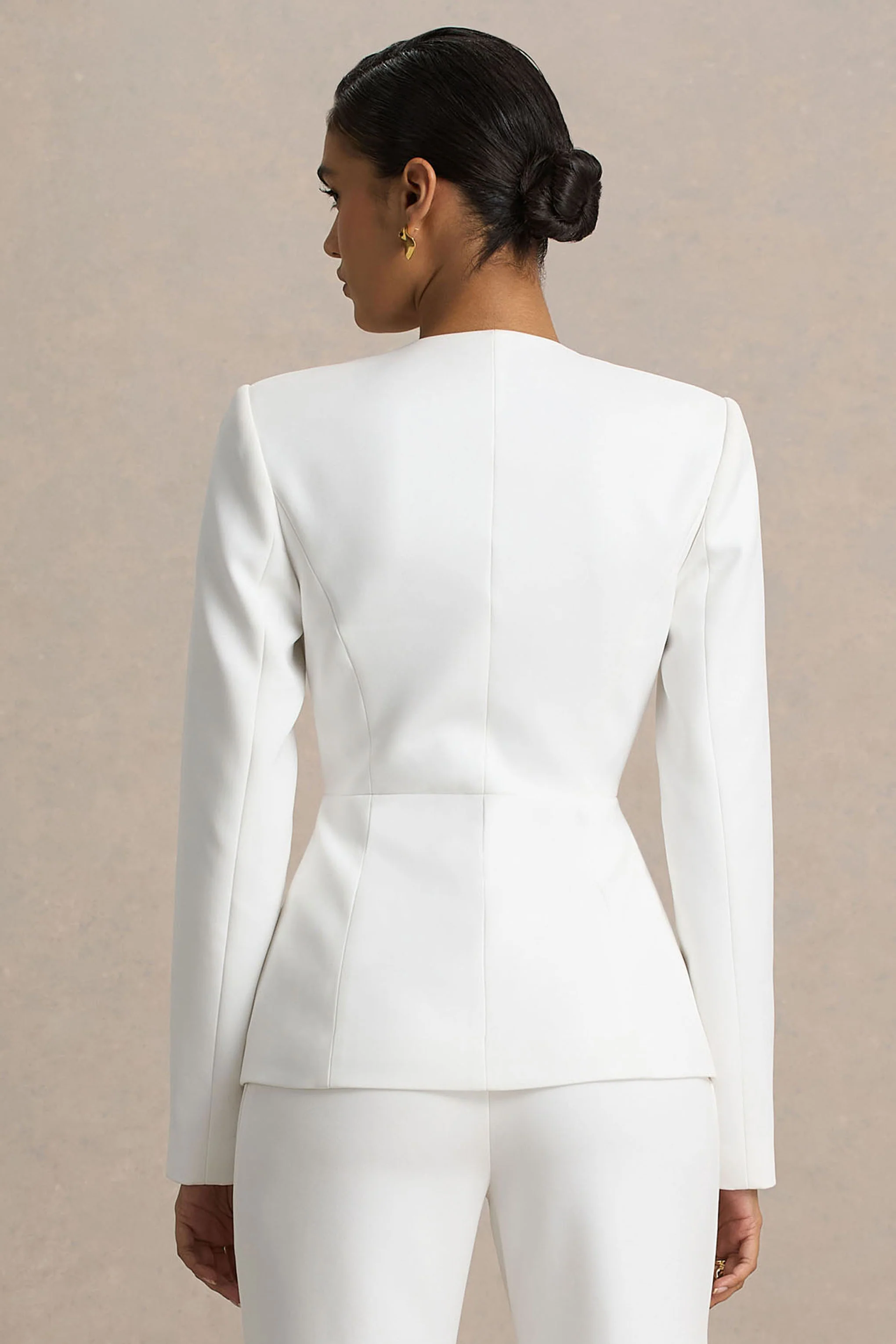 Rosalina | Witte Extreme V-hals Getailleerde Blazer - Image 2