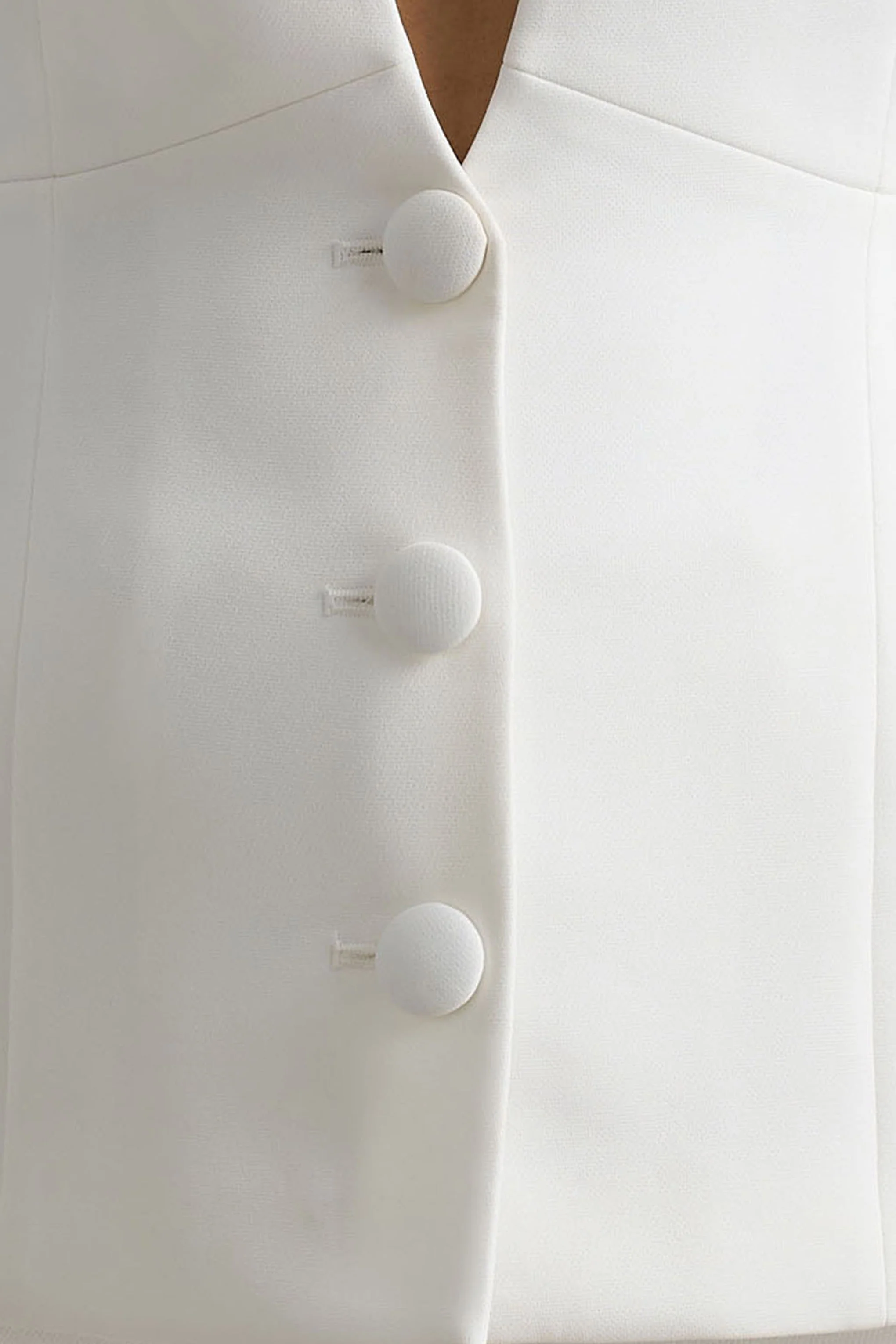 Rosalina | Witte Extreme V-hals Getailleerde Blazer - Image 6
