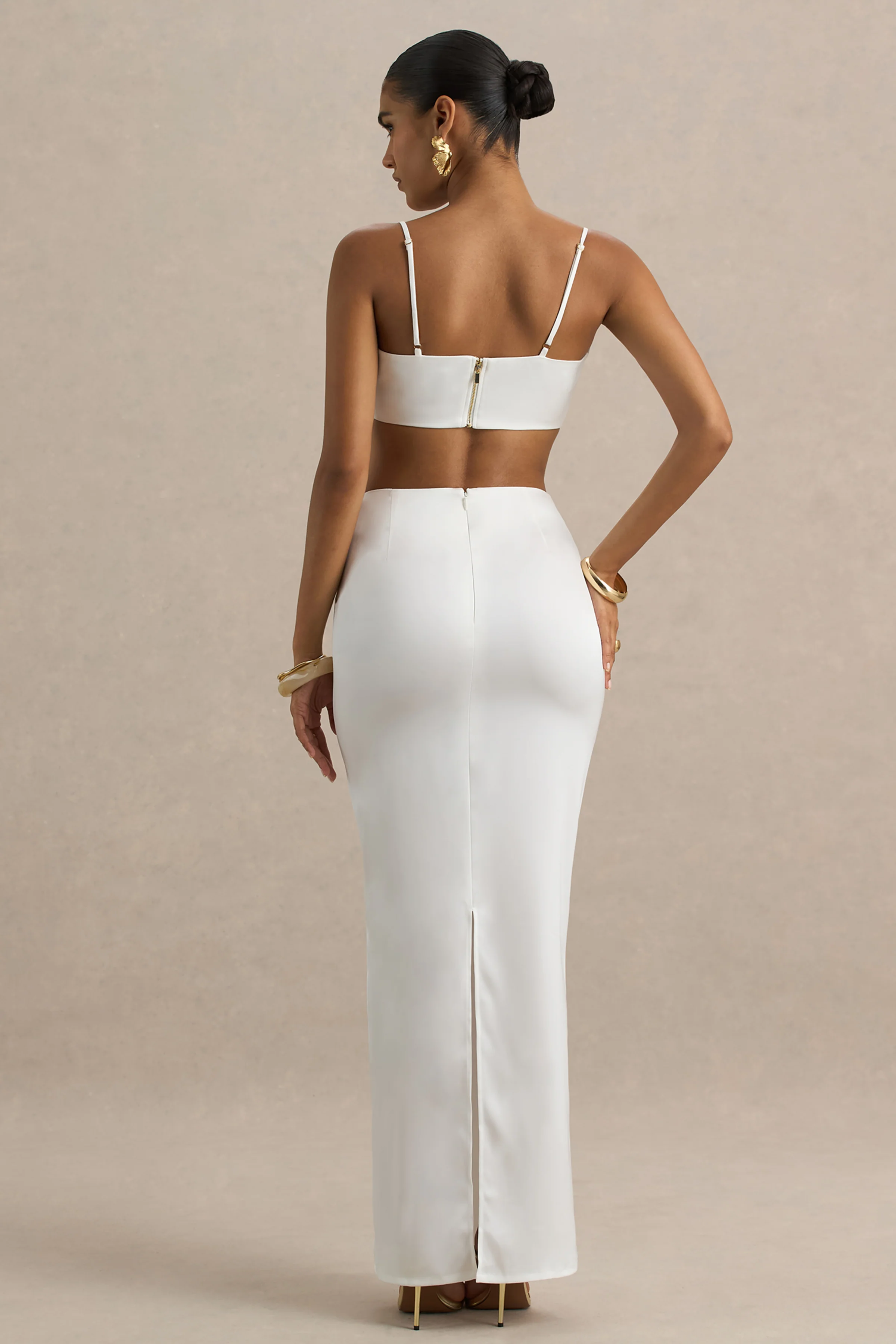 Rosita | Witte Gerimpeld Maxi Rok - Image 2