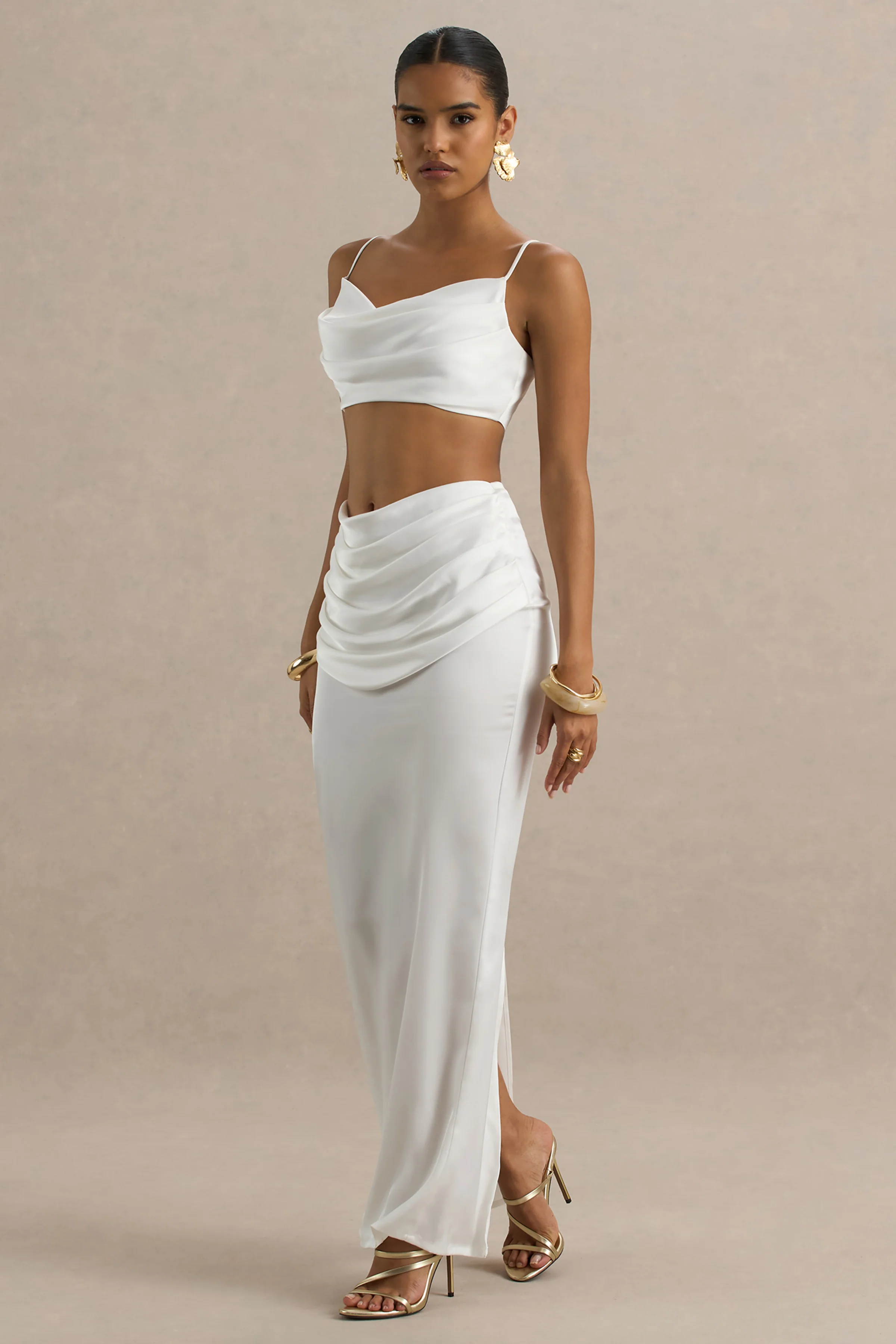 Rosita | Witte Gerimpeld Maxi Rok - Image 6