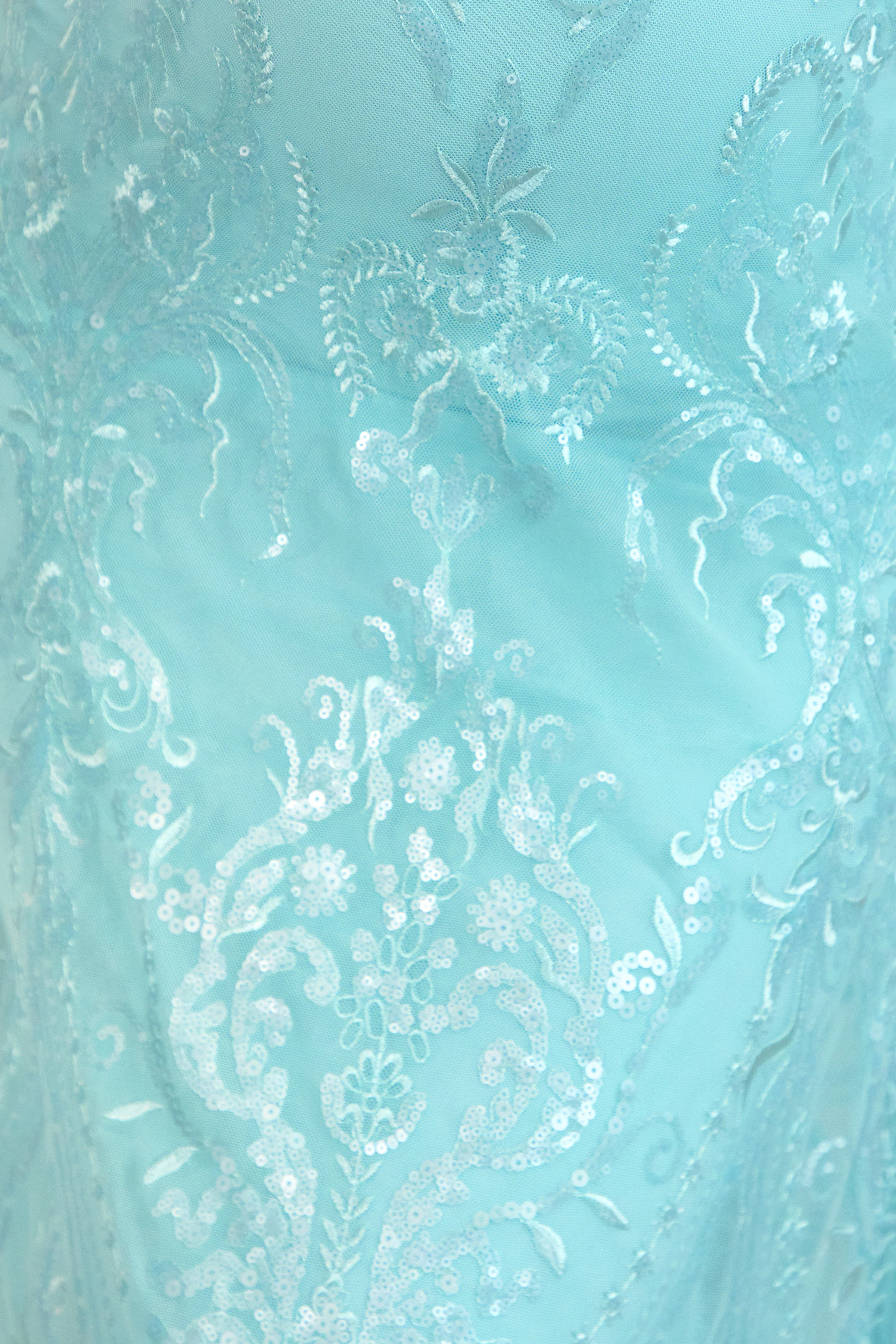 Sabriel | Blauwegroene Kanten  Zwangerschaps Maxi Jurk Met Bandeau‑Hals - Image 6