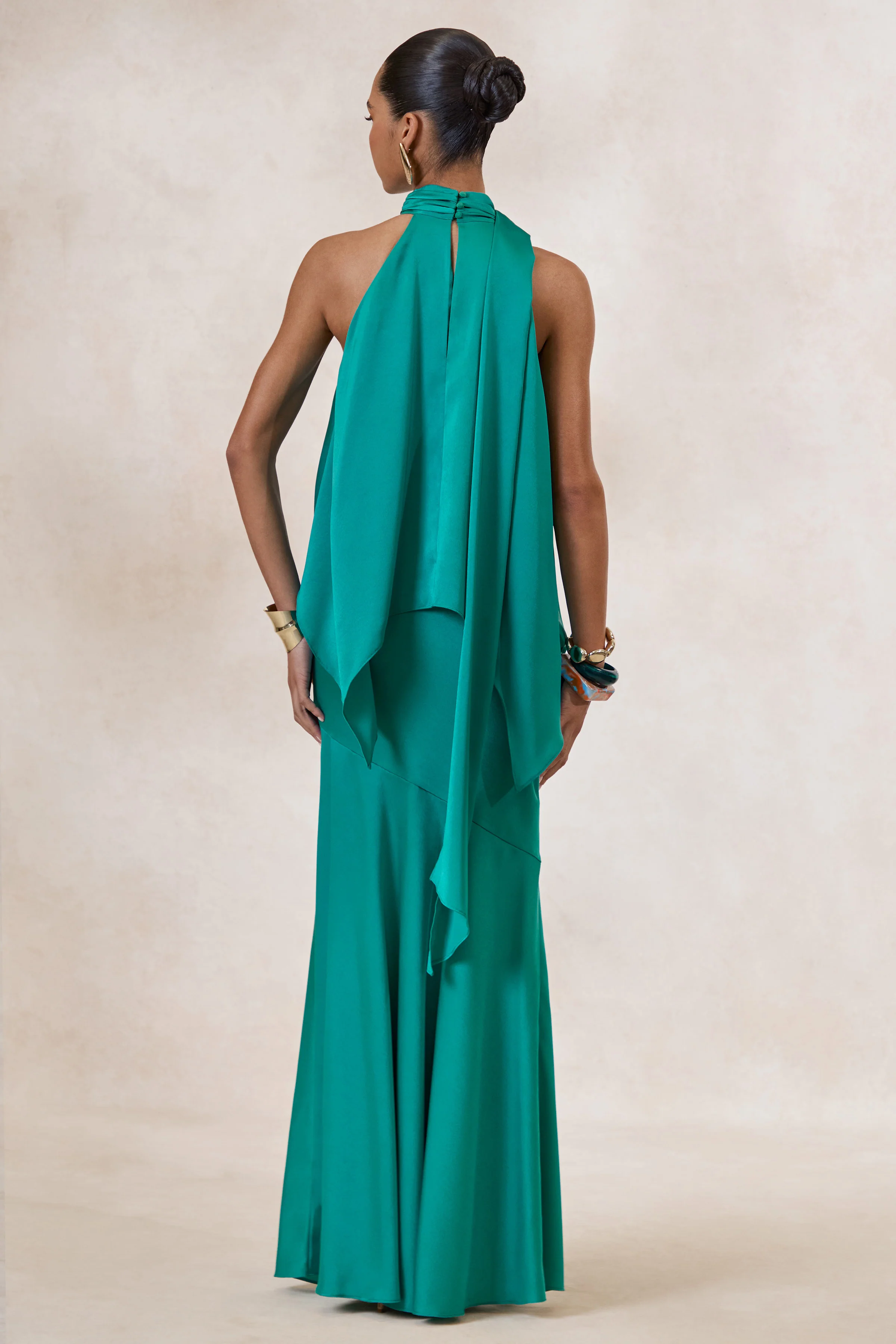 Sarina | Blauwegroene Satijnen Maxi Rok - Image 3