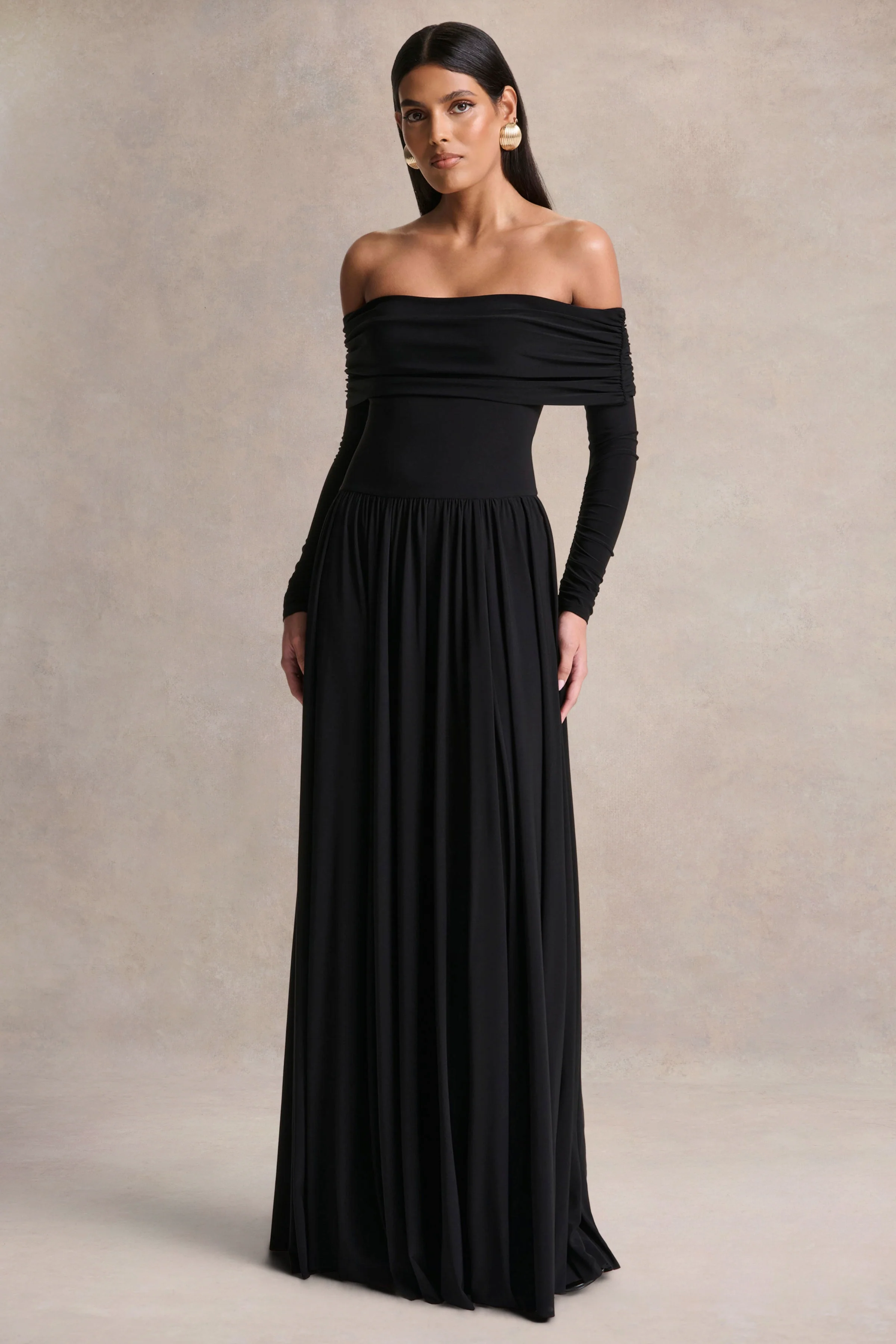 Saskia | Zwarte Bardot Halslijn Maxi Jurk - Image 6