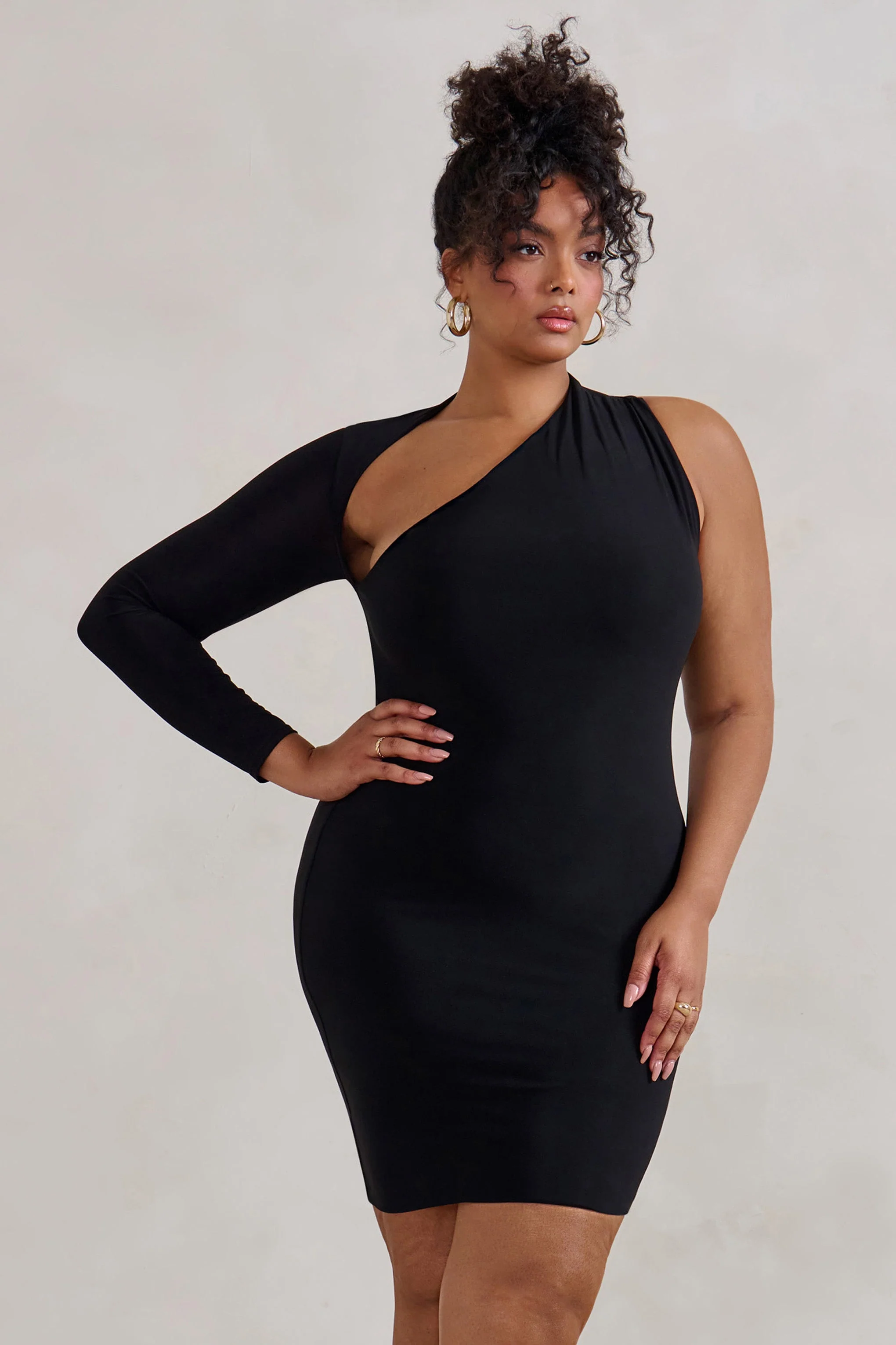 Siren | Zwart Bodycon Mini Jurk Met Blote Schouder - Image 6