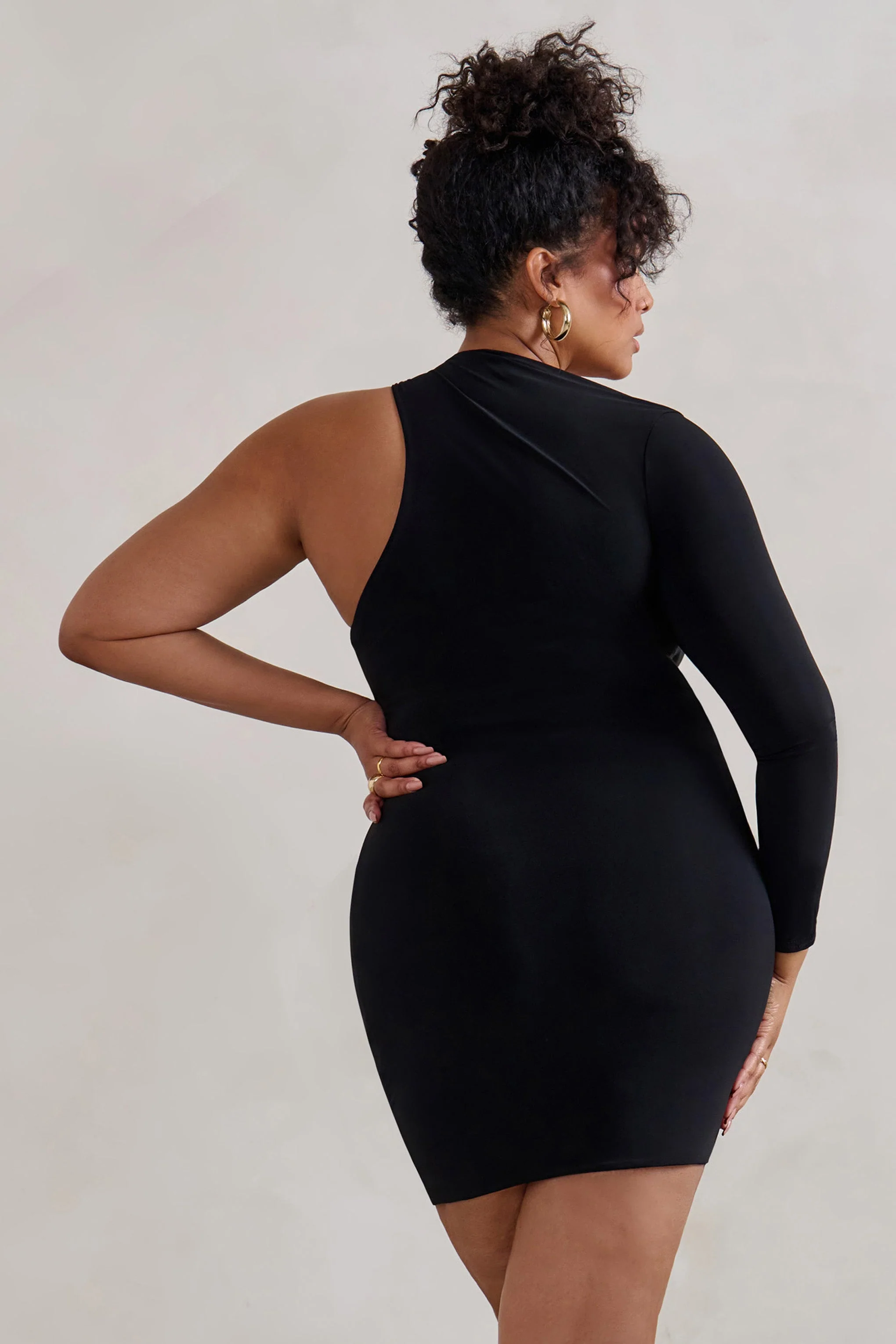 Siren | Zwart Bodycon Mini Jurk Met Blote Schouder - Image 7