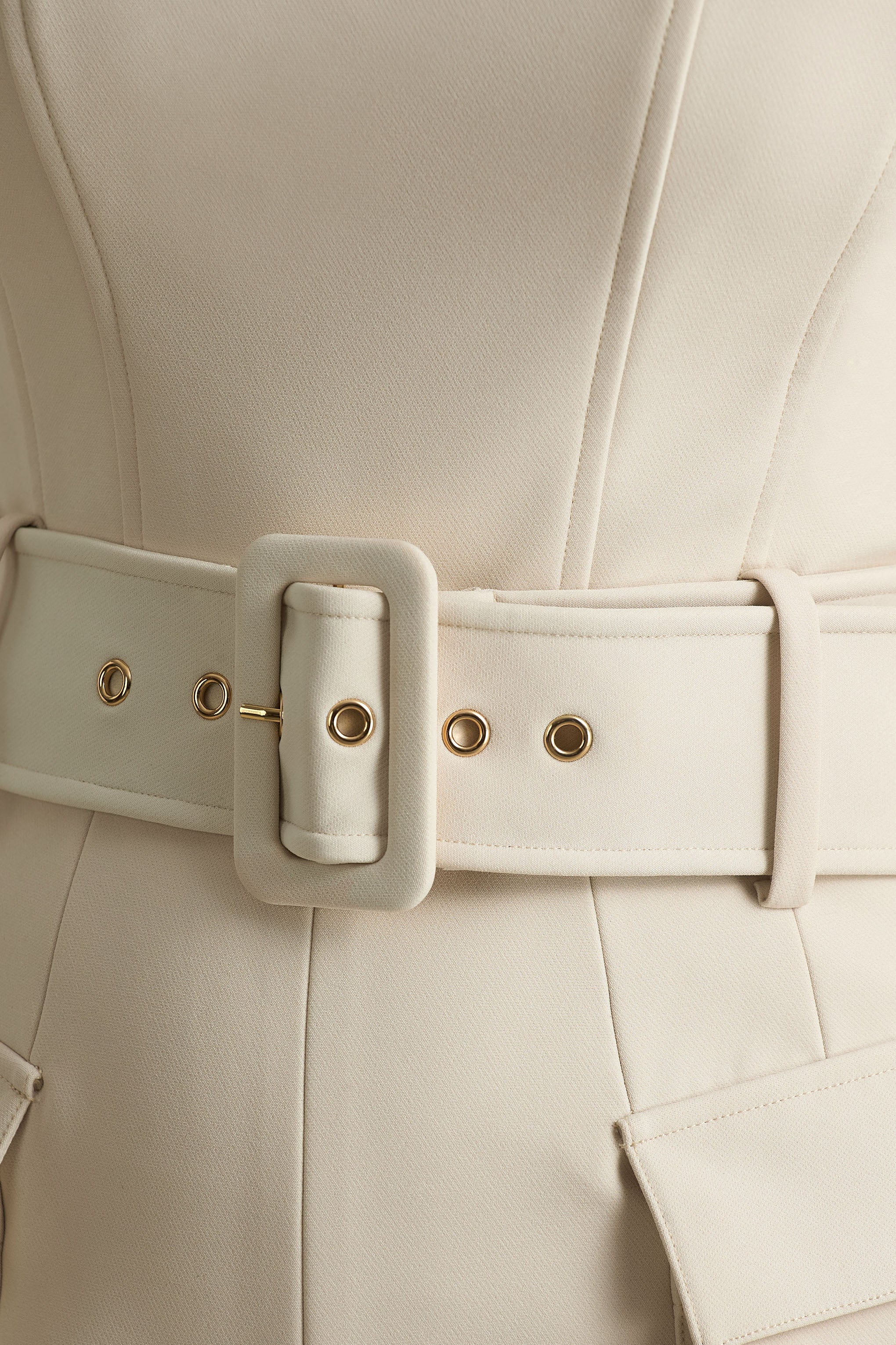 Solice | Crème Vierkante Hals Getailleerde Jumpsuit - Image 6