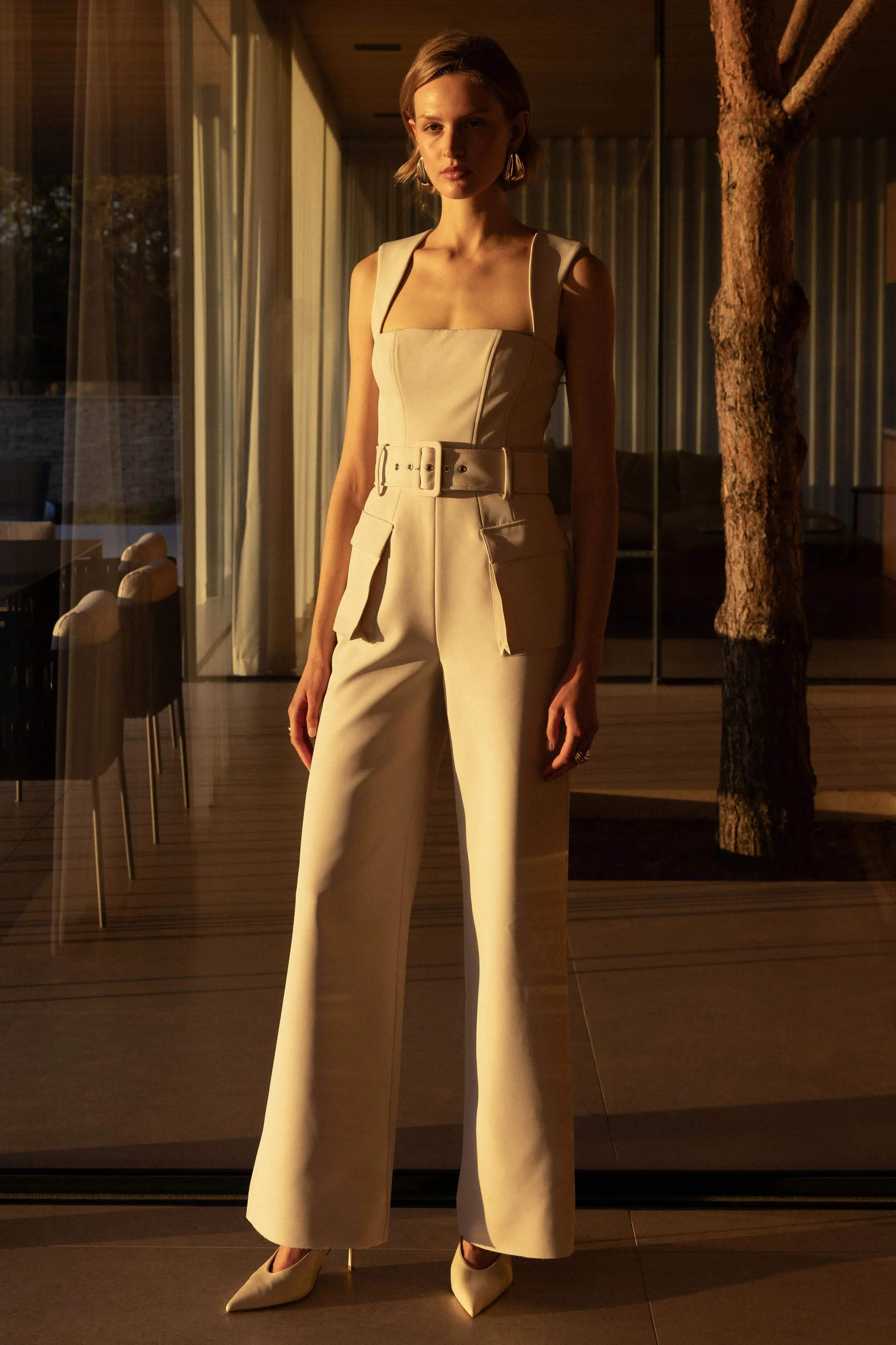 Solice | Crème Vierkante Hals Getailleerde Jumpsuit - Image 7