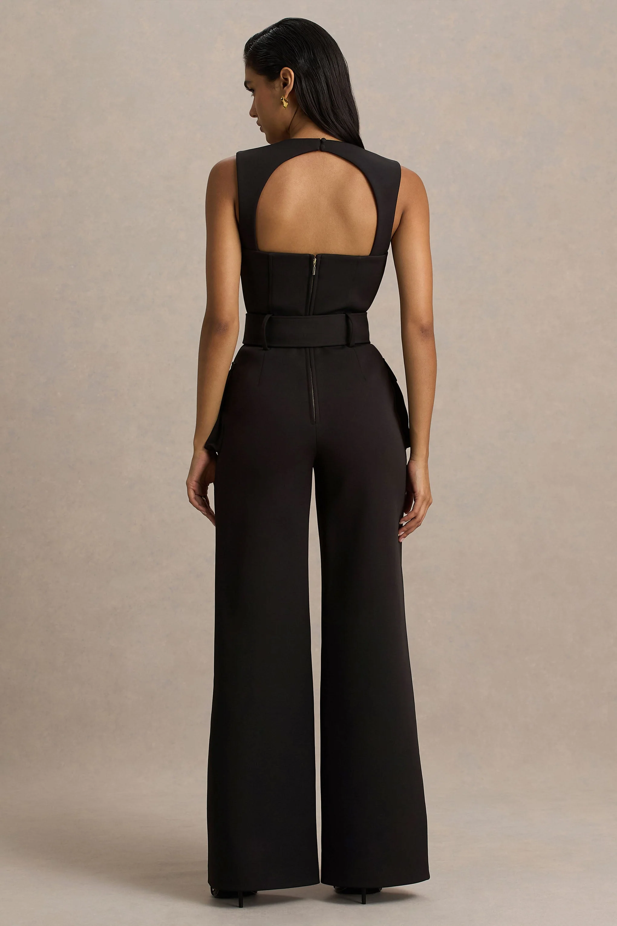 Solice | Zwarte Vierkant Hals Getailleerde Jumpsuit - Image 2