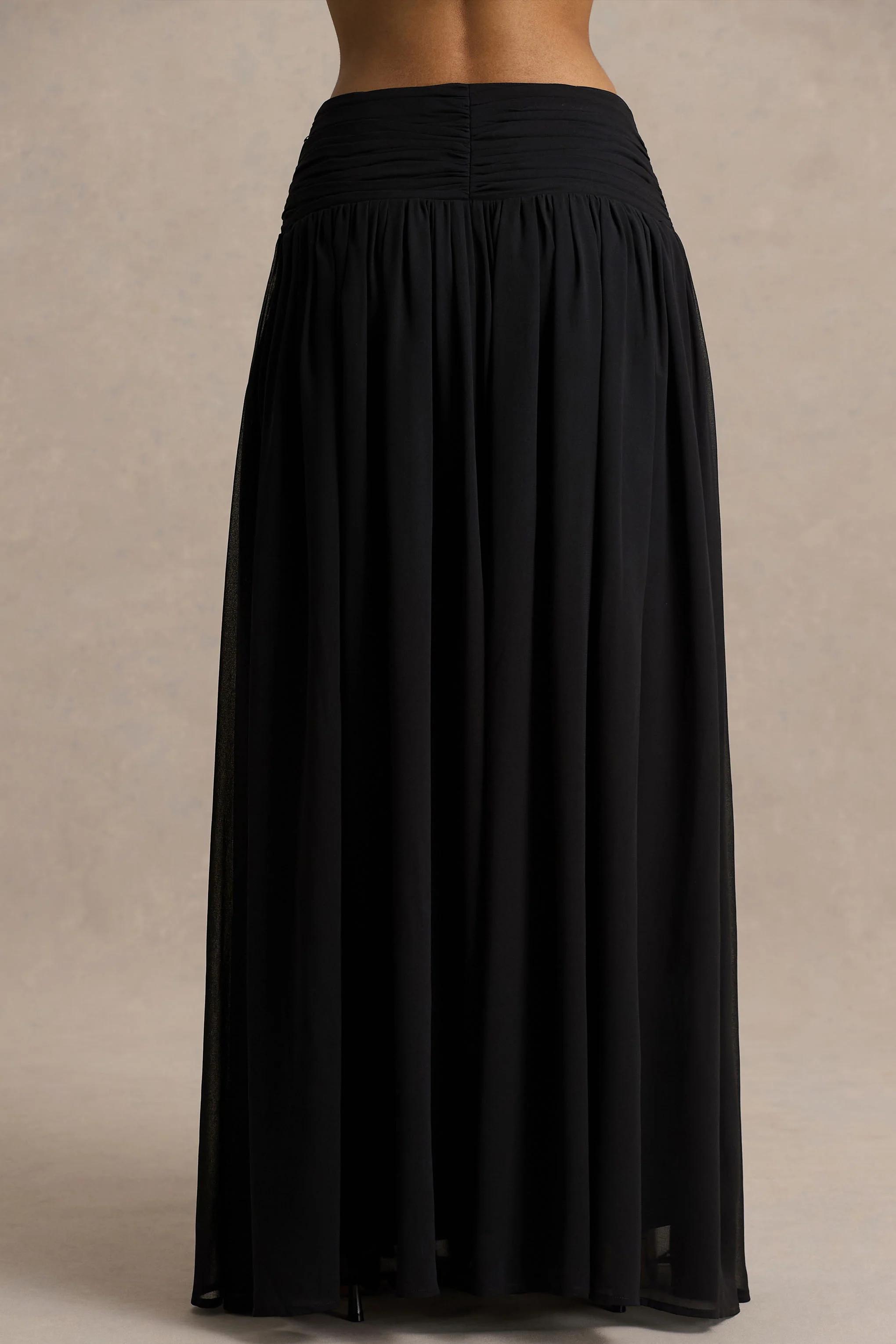 Spencer | Zwarte Chiffon Geplooide Maxi Rok - Image 4