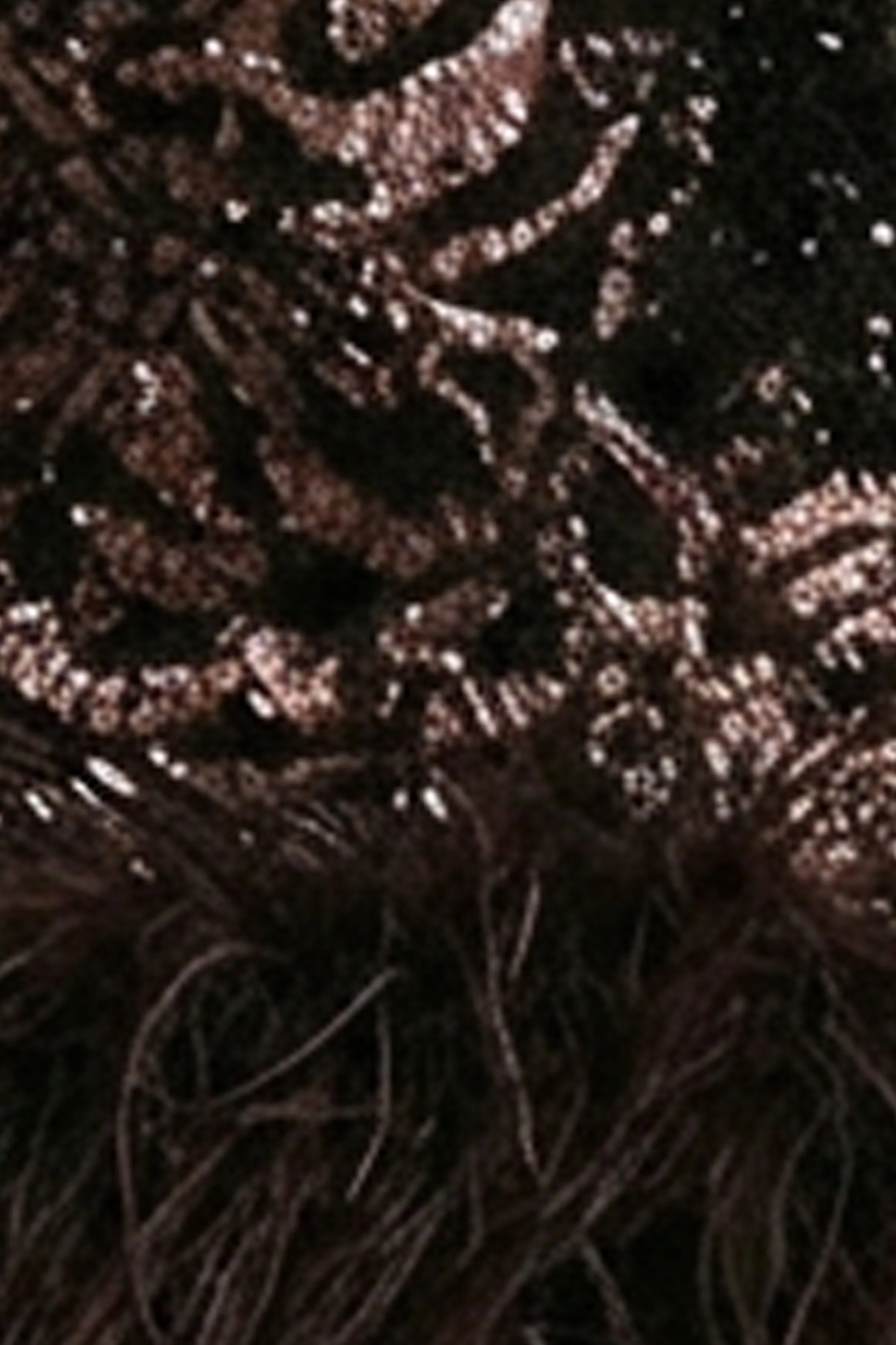Stardust | Bruine Fluwelen Pailletten Mini Jurk Met Hoge Ronde Hals En Veren Afwerking - Image 6