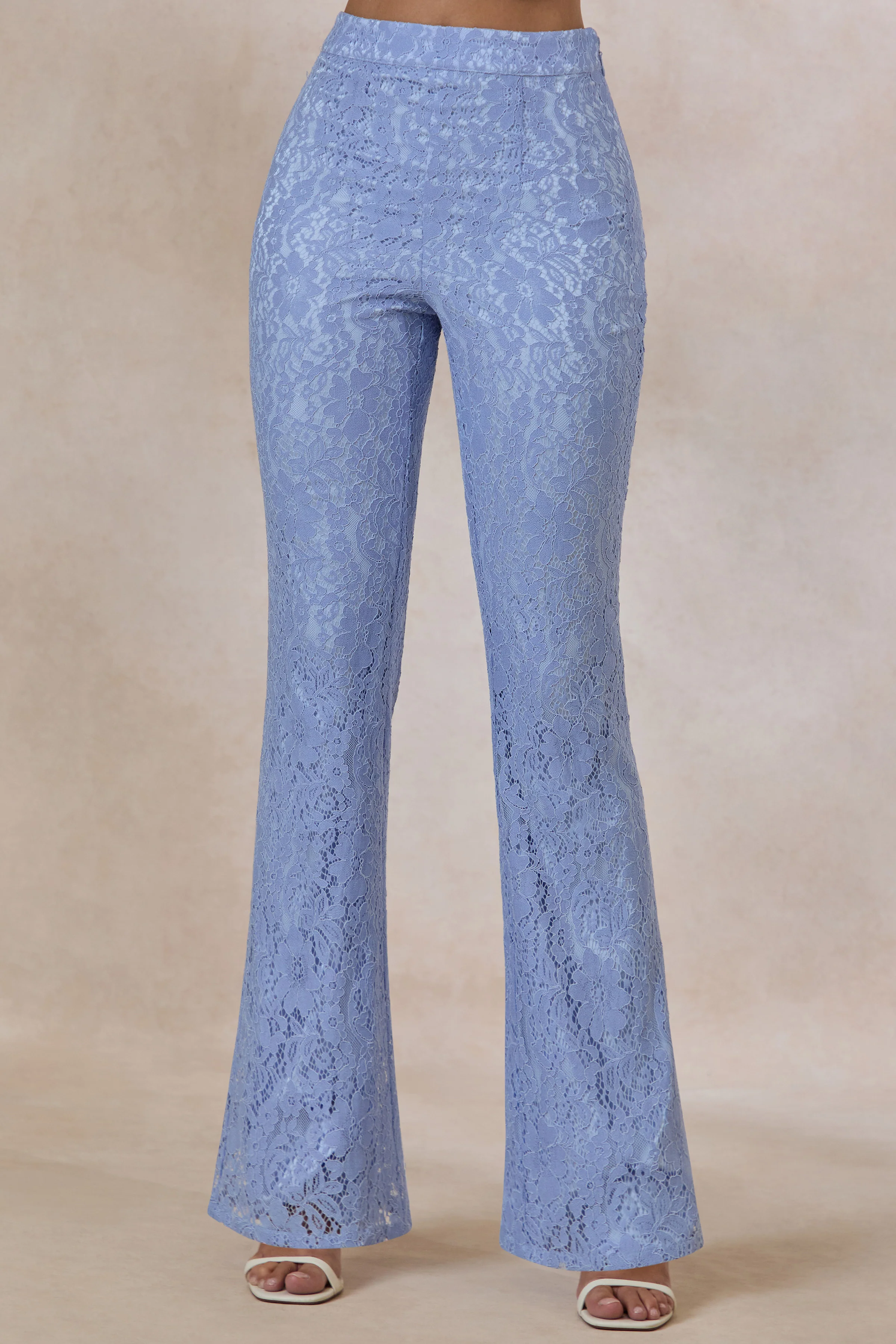Tessara | Poederblauwe Getailleerde Broek van Kant - Image 4
