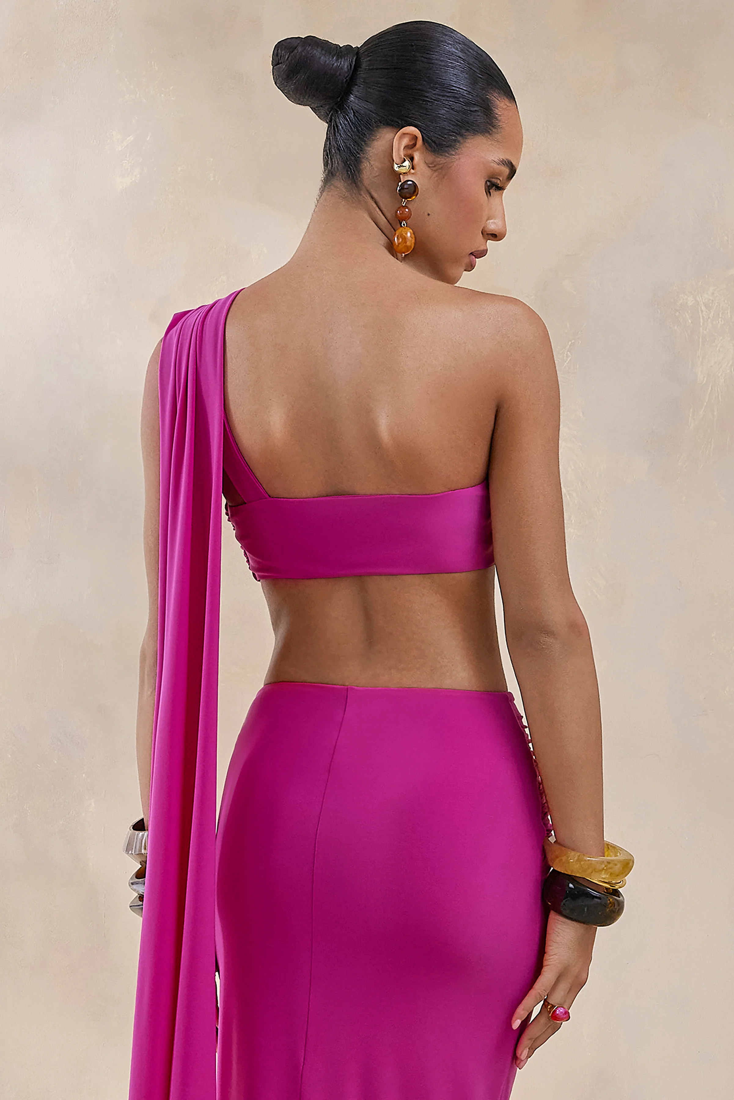 Tranquil | Felroze Bandeau Top Met Buste Uitsnijding En Ceintuur - Image 2