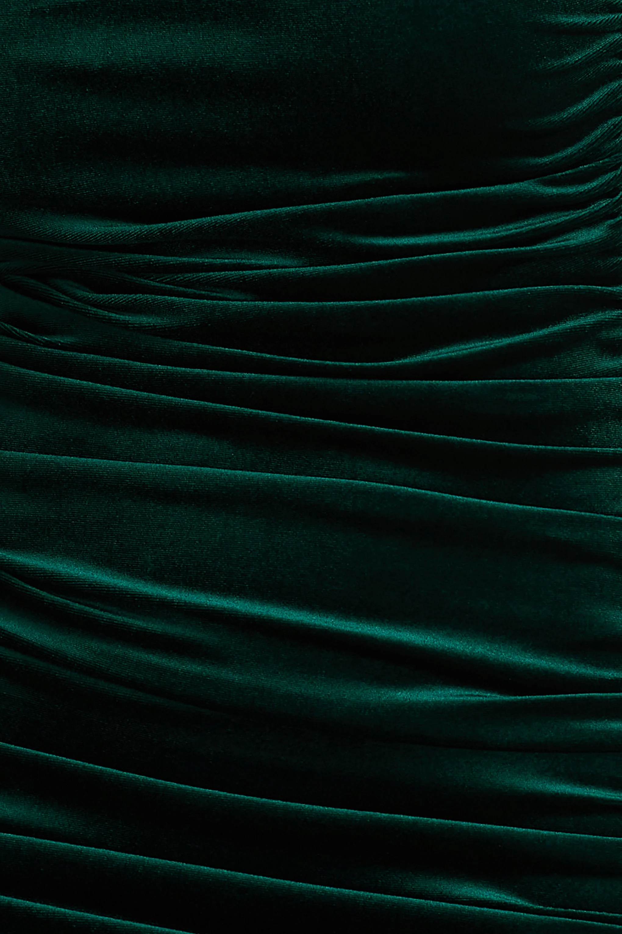 Treat | Flessengroene Fluwelen Asymmetrische Hals Maxi Jurk Met Gerimpelde Details - Image 6
