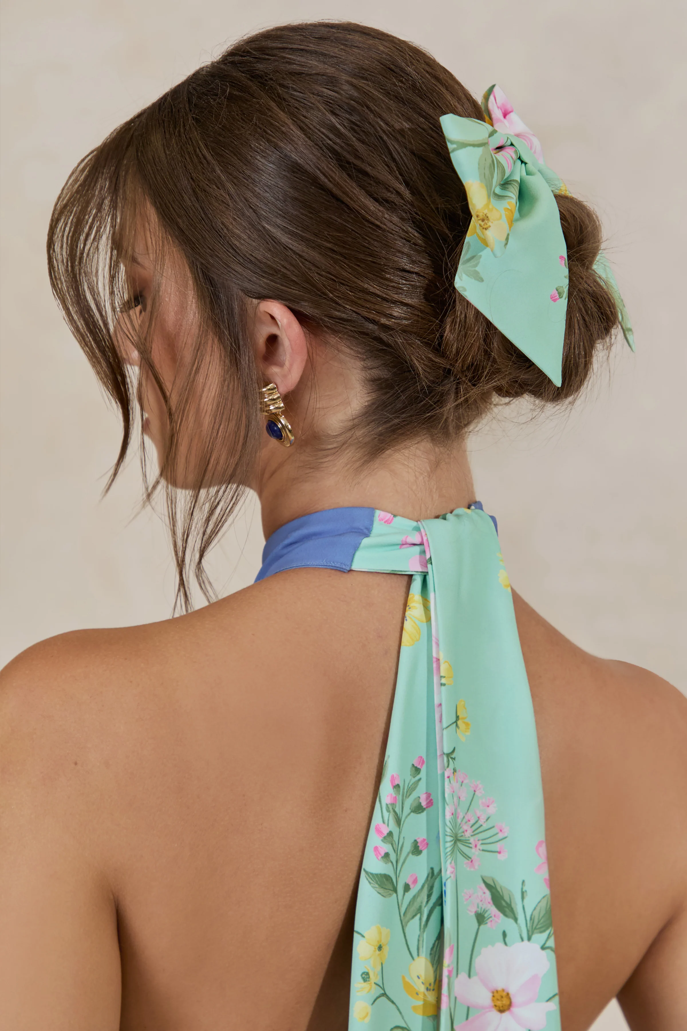 Tullia | Mintgroene Bloemenprint Haarstrik - Image 3