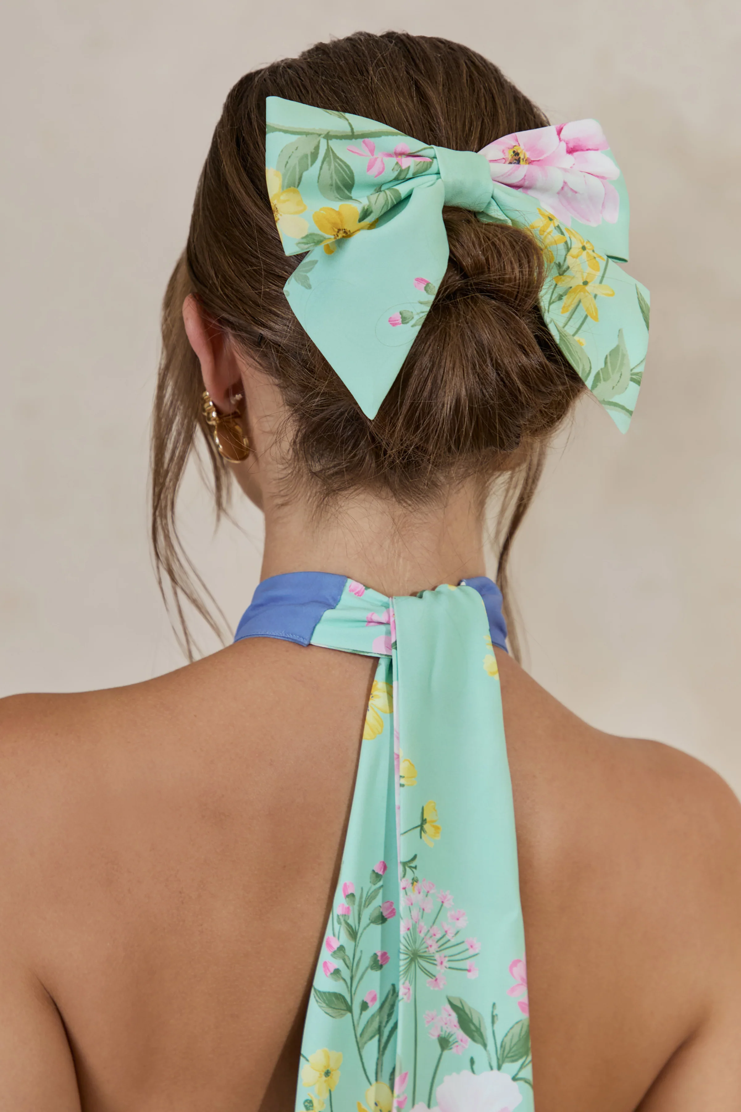 Tullia | Mintgroene Bloemenprint Haarstrik - Image 4
