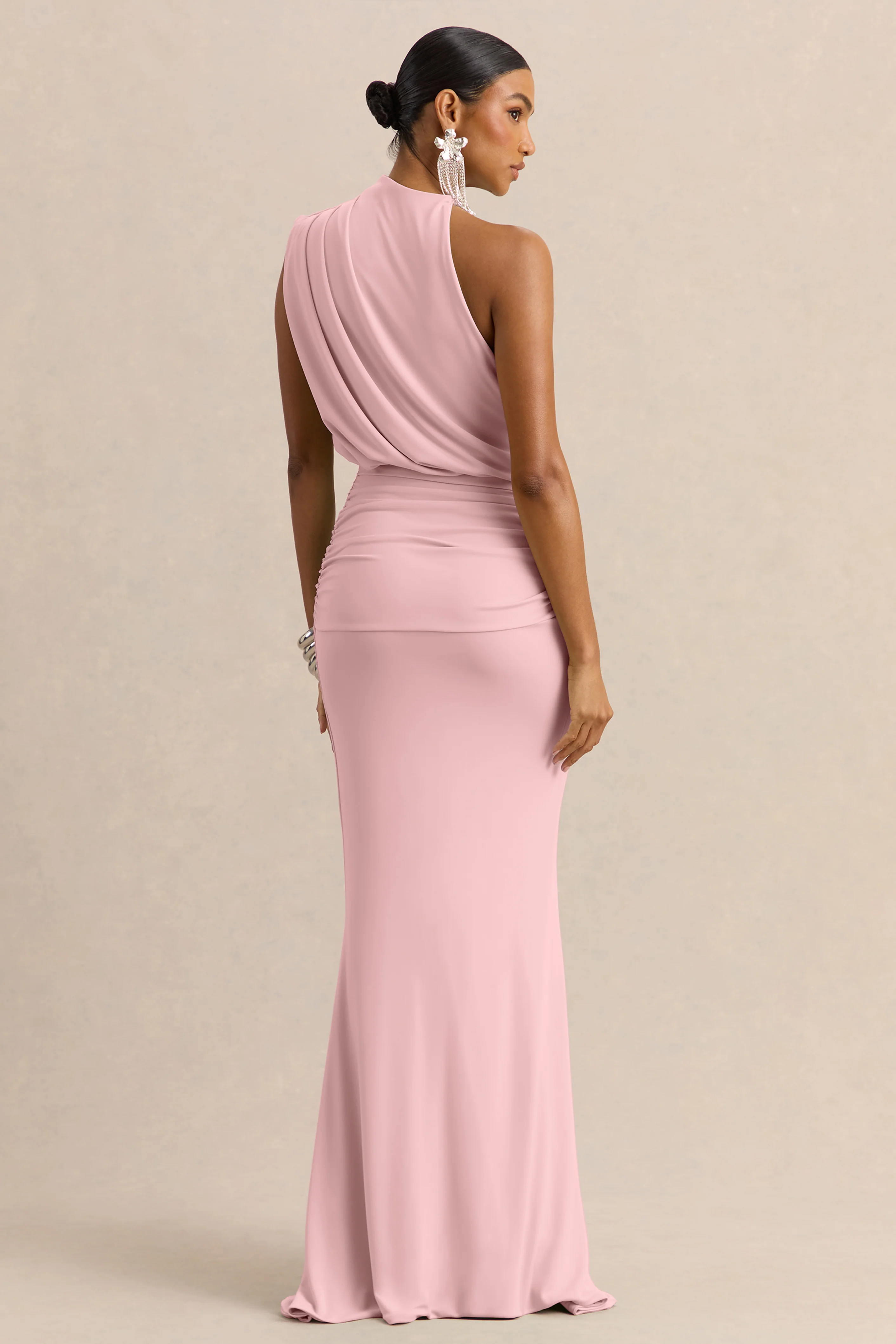 Umaira | Licht Roze Maxi Jurk Met Hoge Hals - Image 2