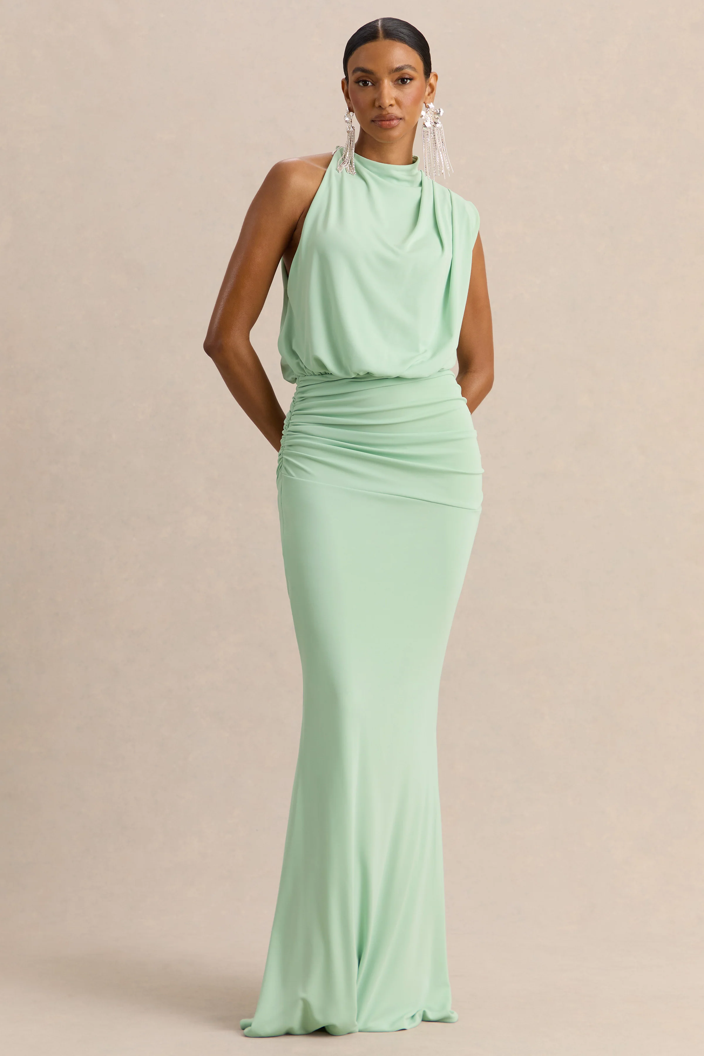 Umaira | Mintgroene Hoge Hals Maxi Jurk - Image 4
