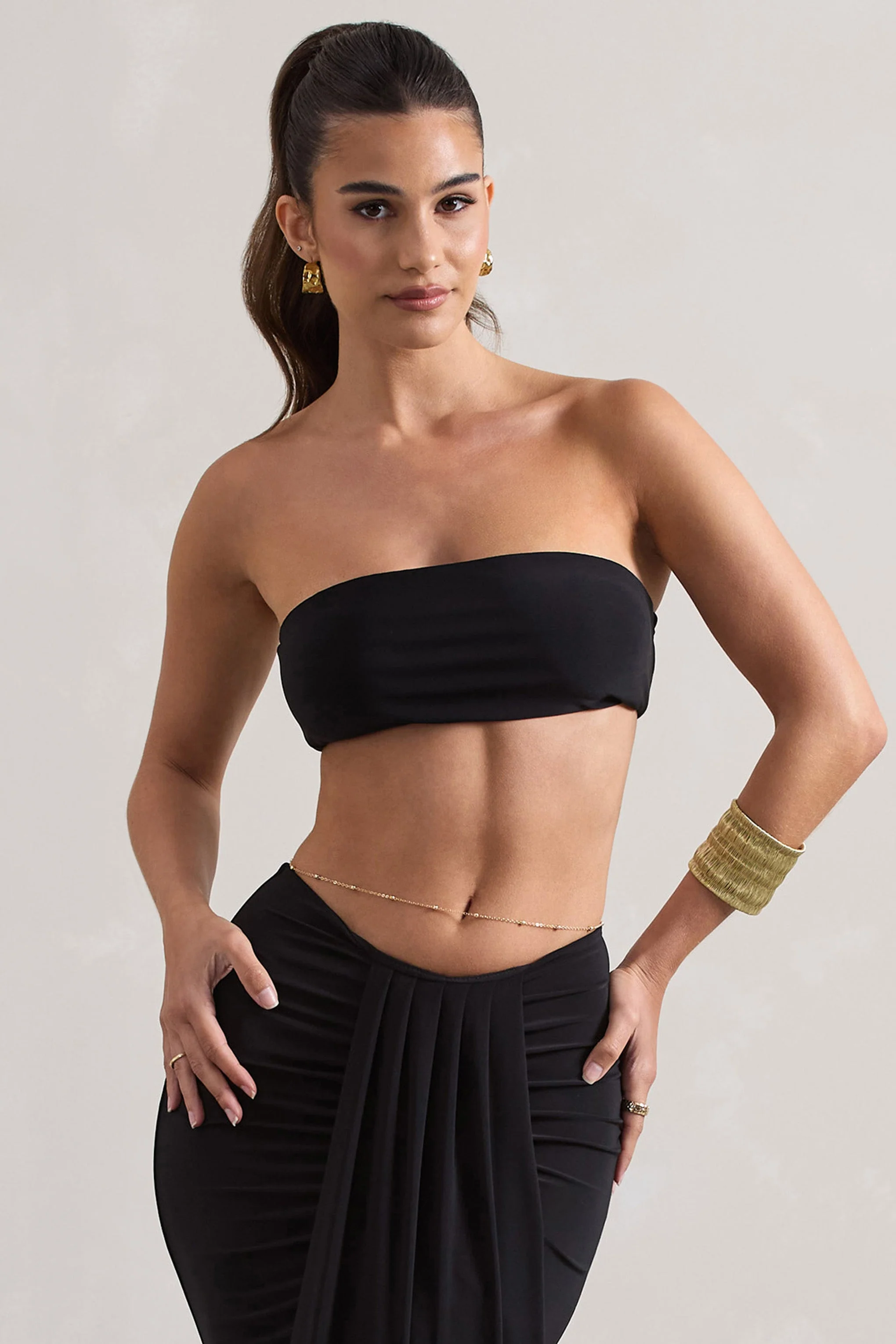 Vada | Zwarte Bandeau Crop Top