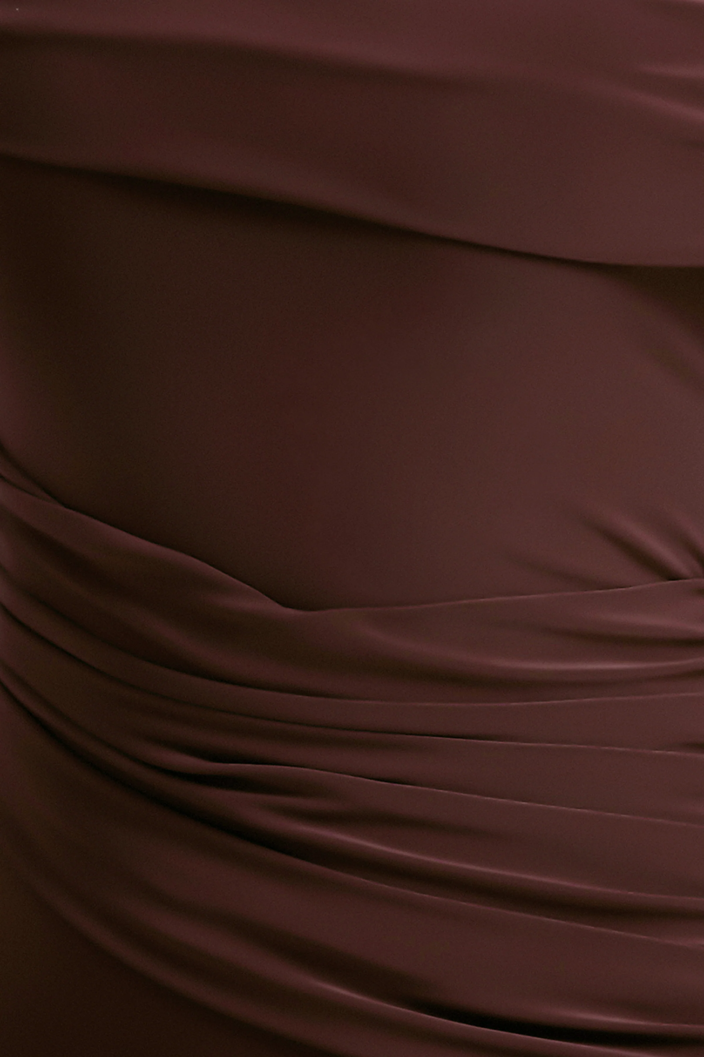 Valina | Bruine Gerimpelde Asymmetrische Maxi Jurk Met Drapering - Image 7