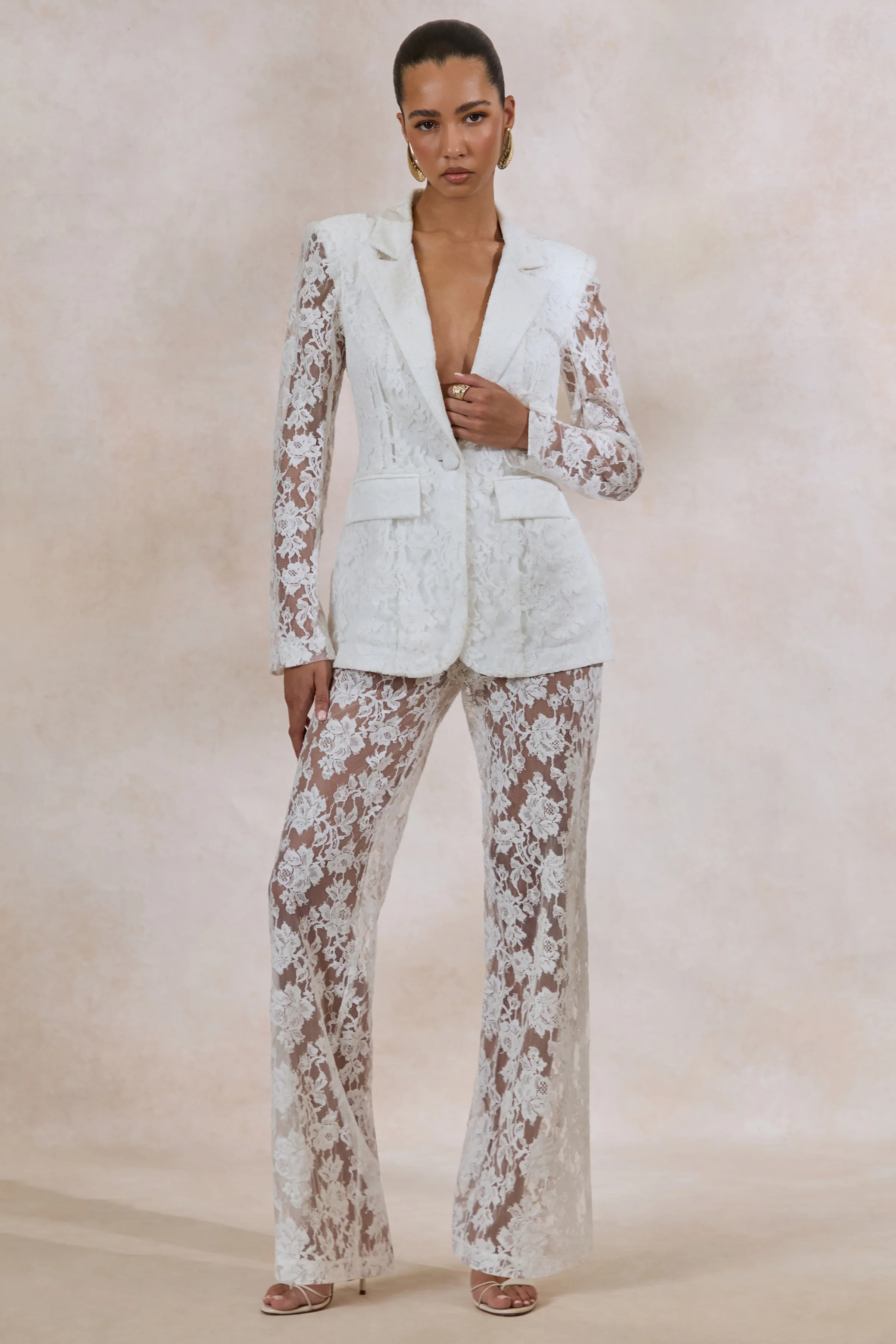 Vergia | Witte Kanten Getailleerde Blazer - Image 4