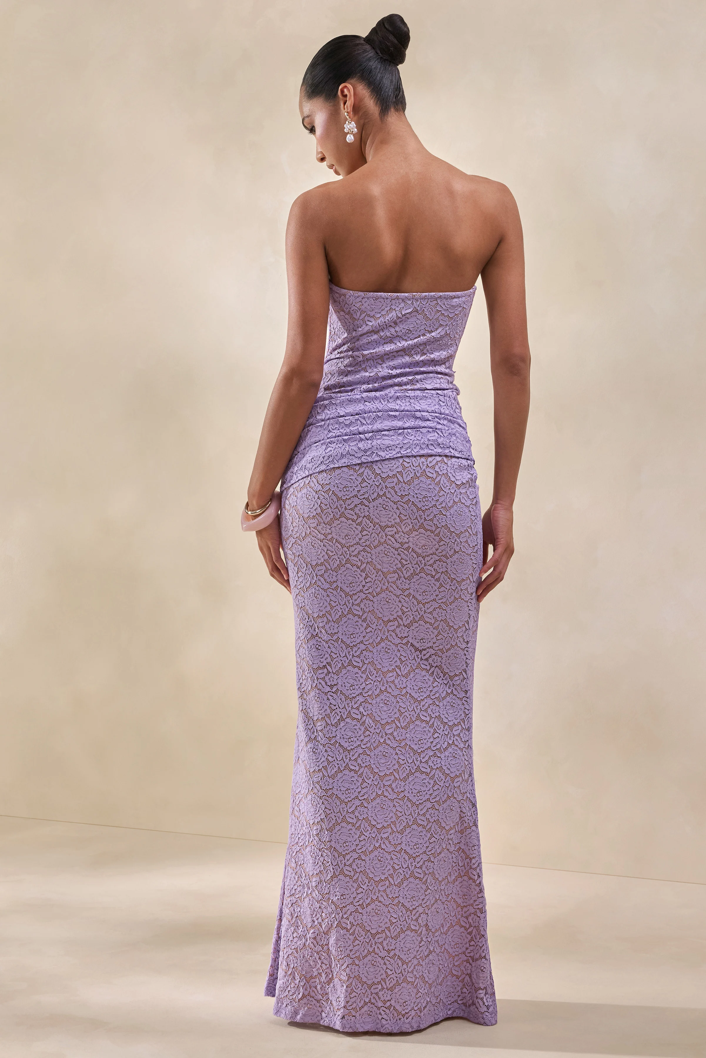 Viara | Lila Kanten Maxi Rok Met Draperende Details - Image 3