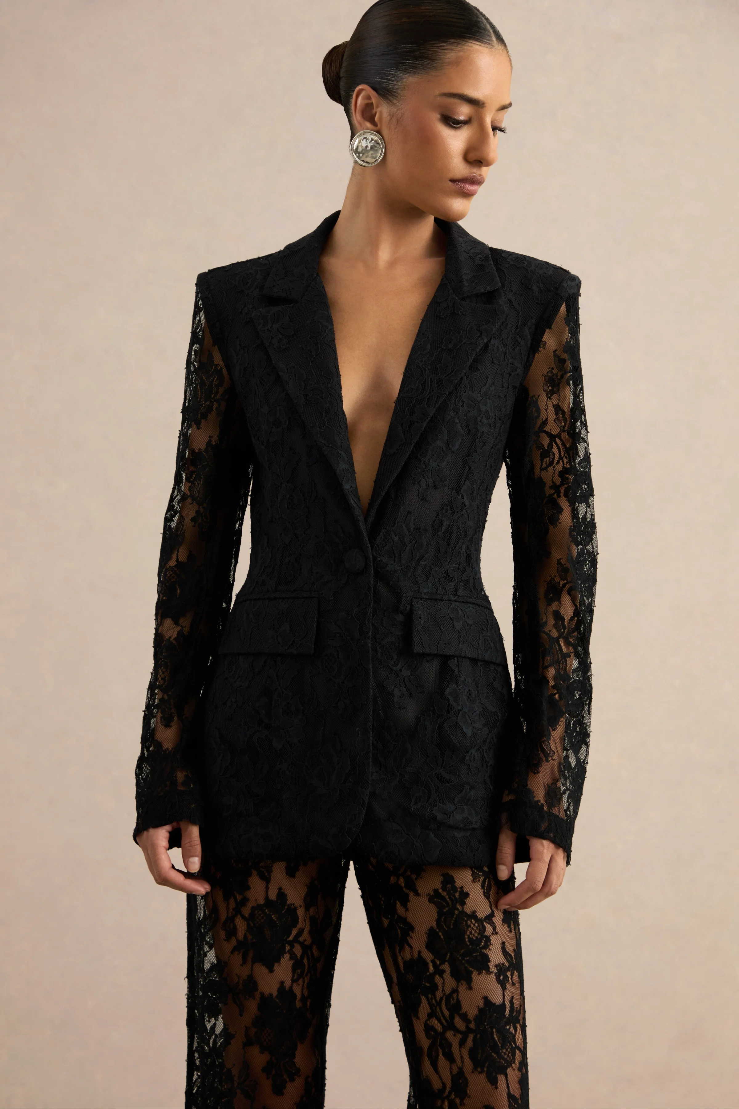 Viloria | Zwarte Kanten Broek Met Wijde Pijpen - Image 6