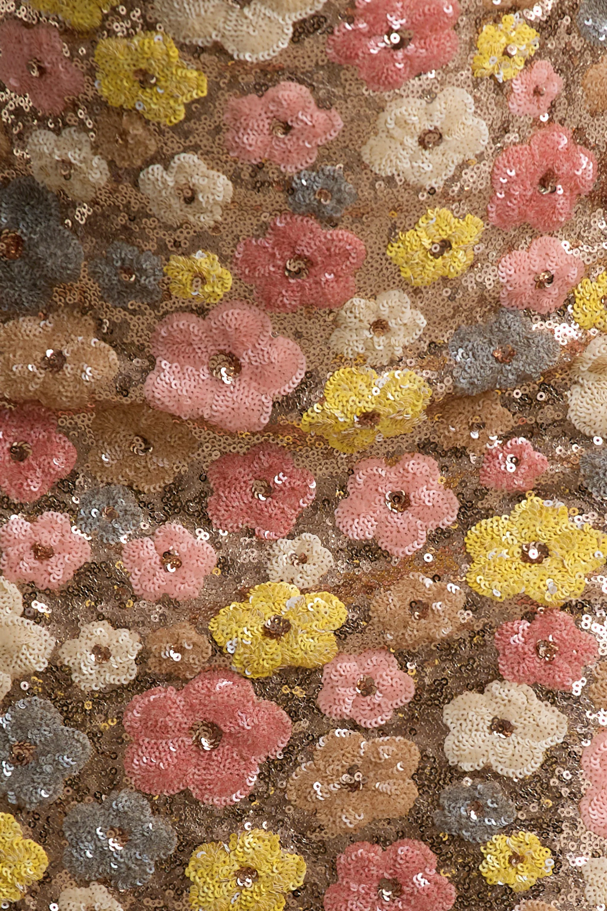 Vitora | Pastel Bloemen Pailletten Versierde Maxi Jurk Met Vierkante Hals - Image 6