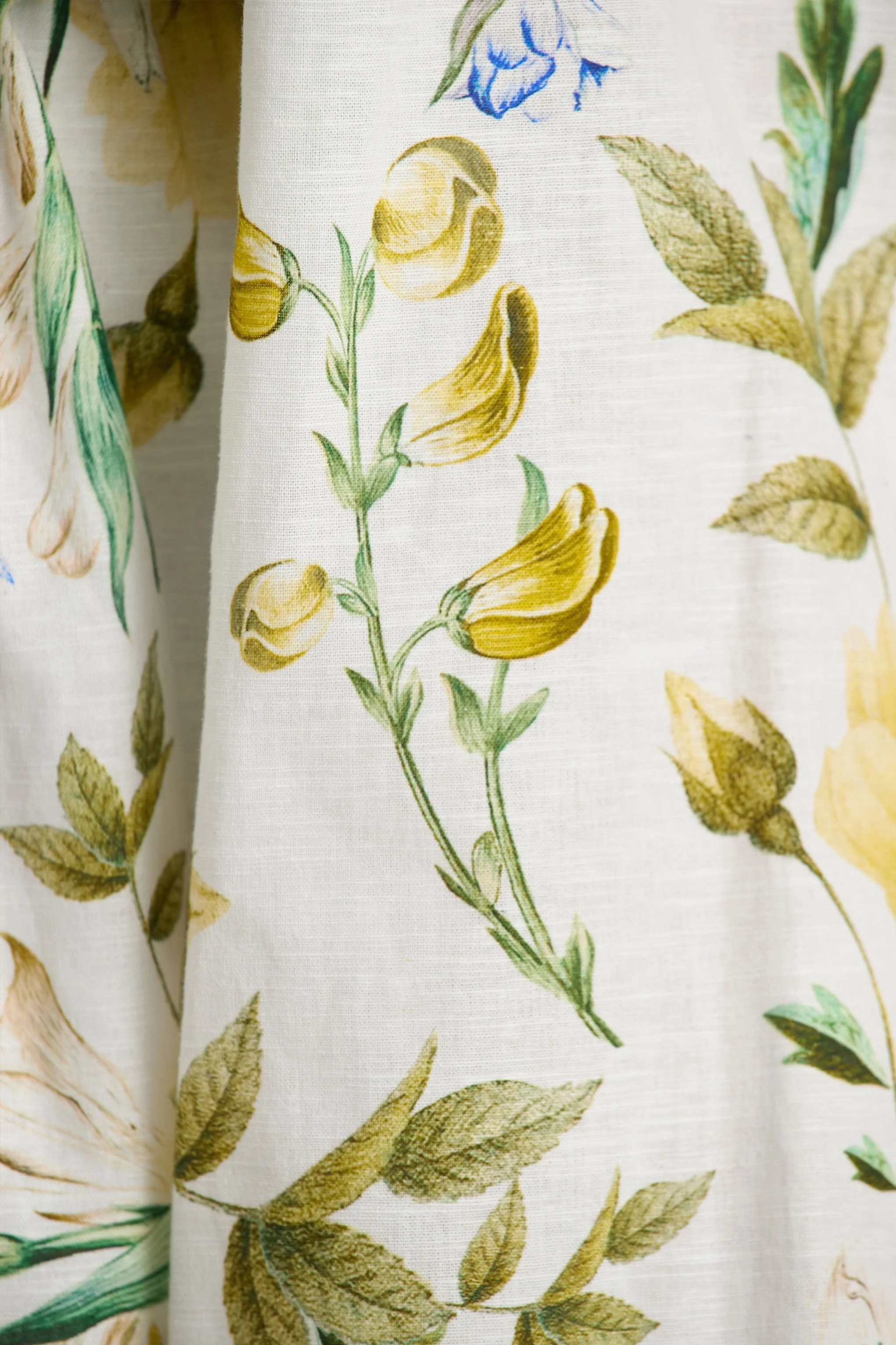 Waterfall | Witte Citroenen Print Linnen Asymmetrisch Playsuit Met Lange Mouwen - Image 6