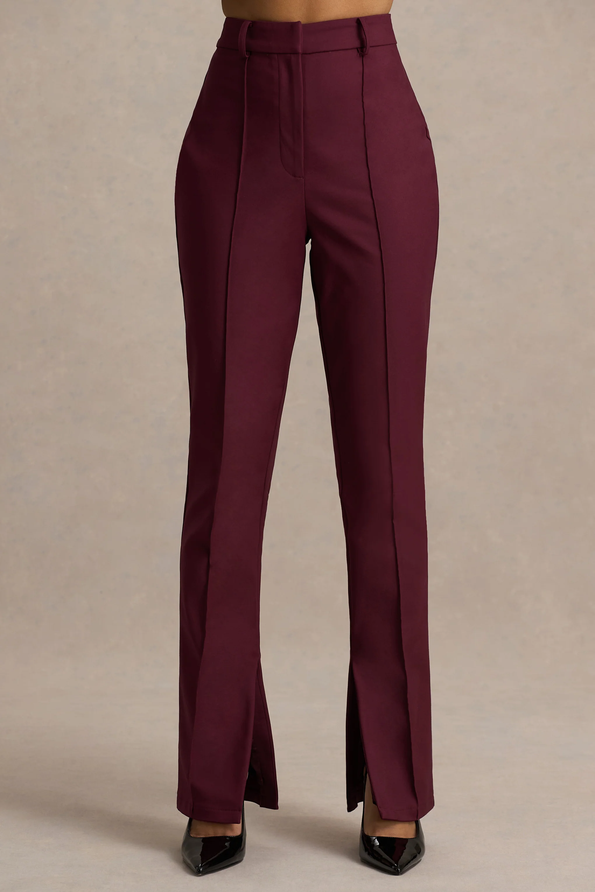Wonder Woman | Bordeaux Getailleerde Broek Met Hoge Taille En Zoom Split - Image 3