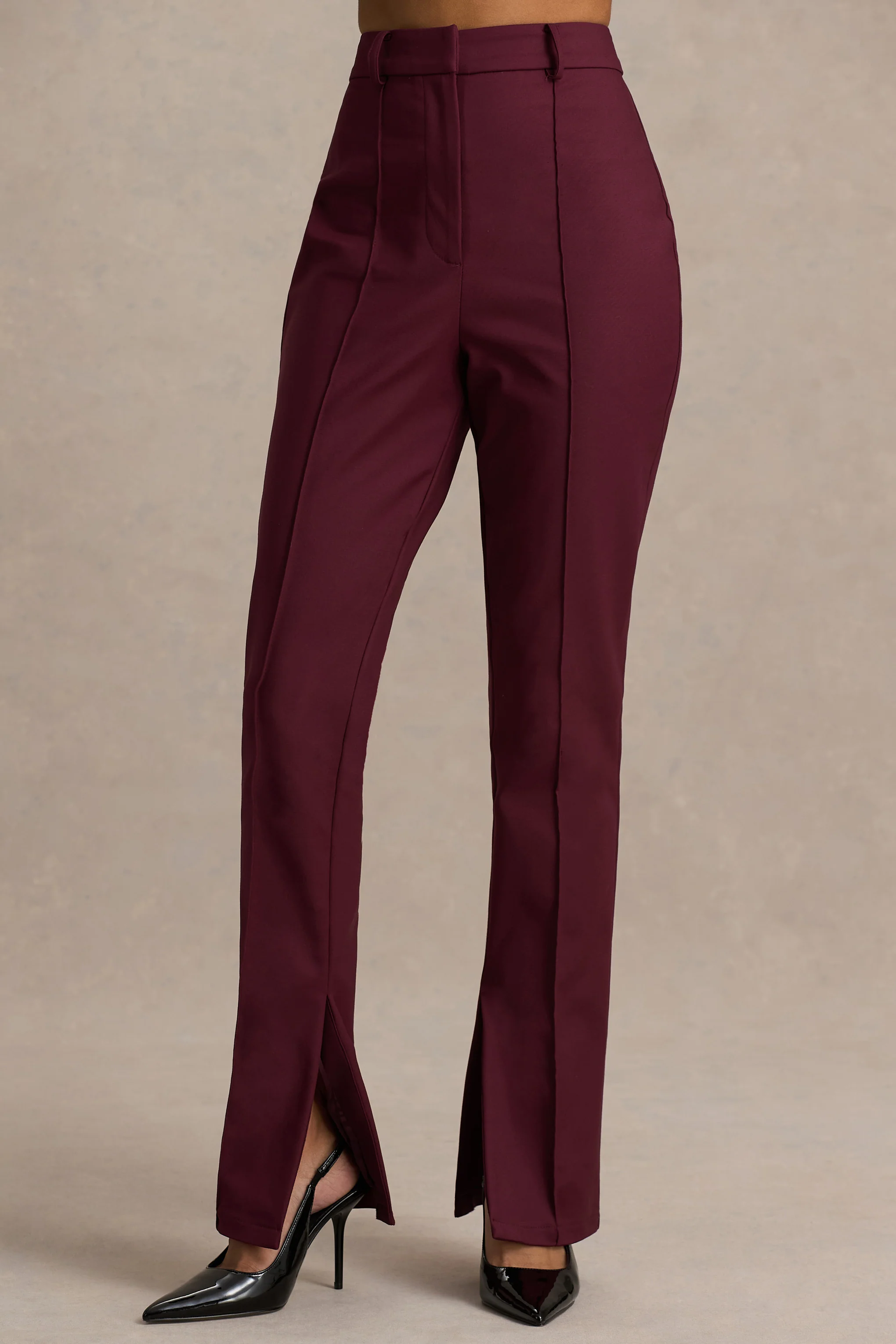 Wonder Woman | Bordeaux Getailleerde Broek Met Hoge Taille En Zoom Split - Image 5