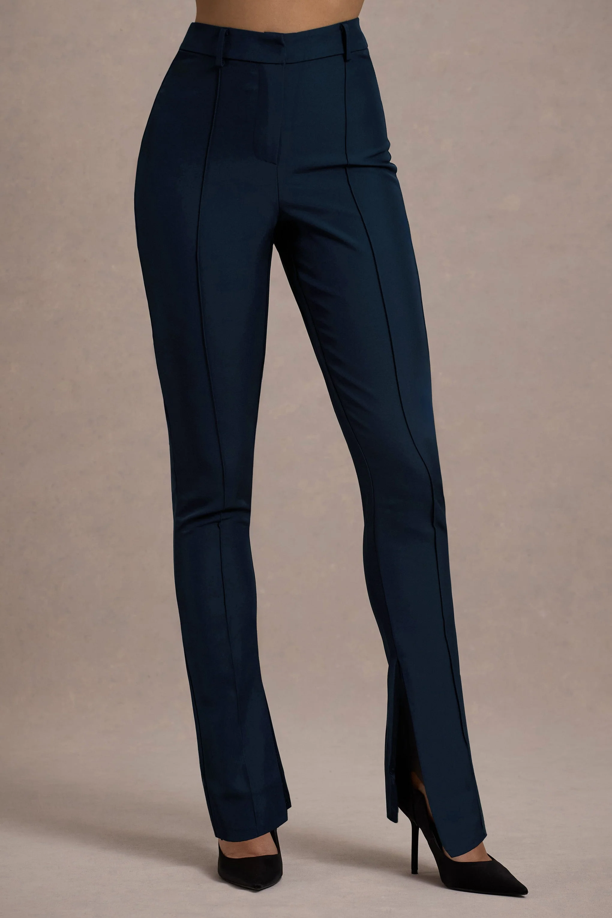 Wonder Woman | Marineblauwe Getailleerde Broeken Met Zoom Splits En Hoge Taille - Image 3