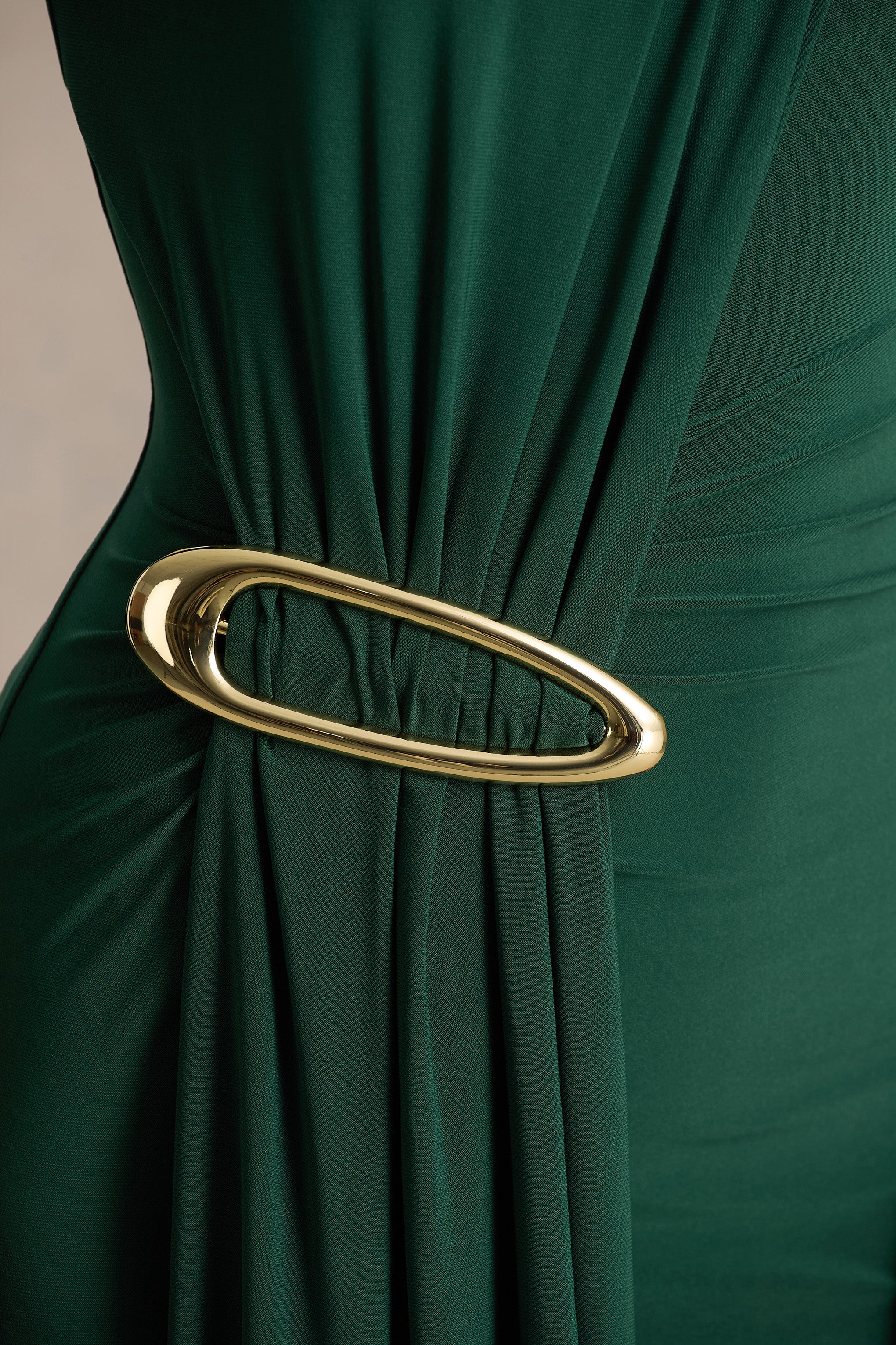 Zadie | Teal Hoge Hals Midi Jurk Met Gerimpelde Detail - Image 6